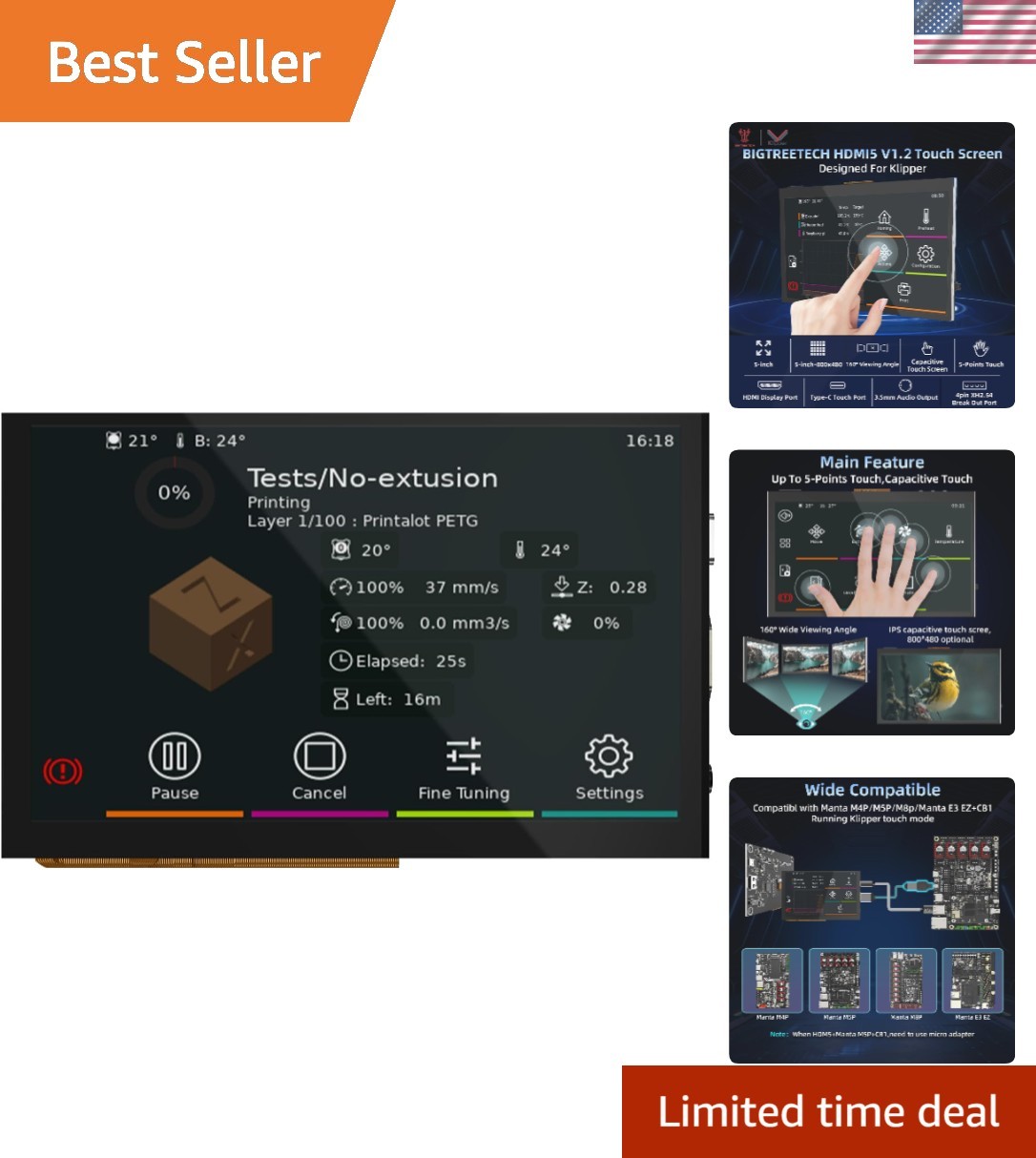 HDMI5 V1.2 Touchscreen Monitor 5 inch IPS LCD Display 800×480