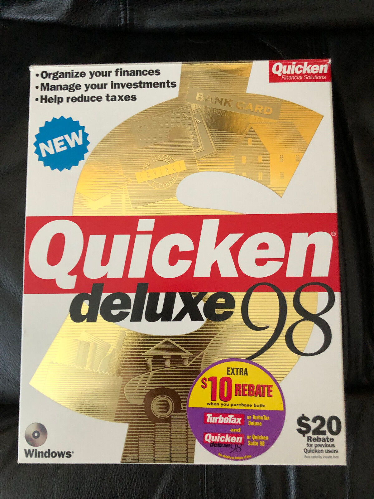 Quicken Deluxe '98 - COMPLETE RETAIL w/ CD, Manuals, NO CODES
