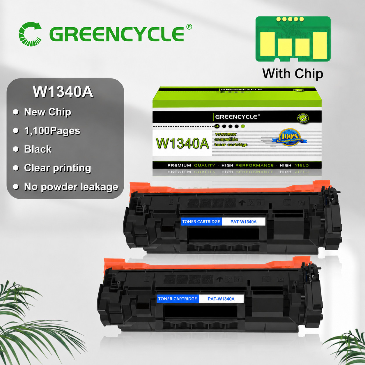 GREENCYCLE 2PK W1340A Toner Cartridge With Chip Fit For HP 134A M209dw M234sdn