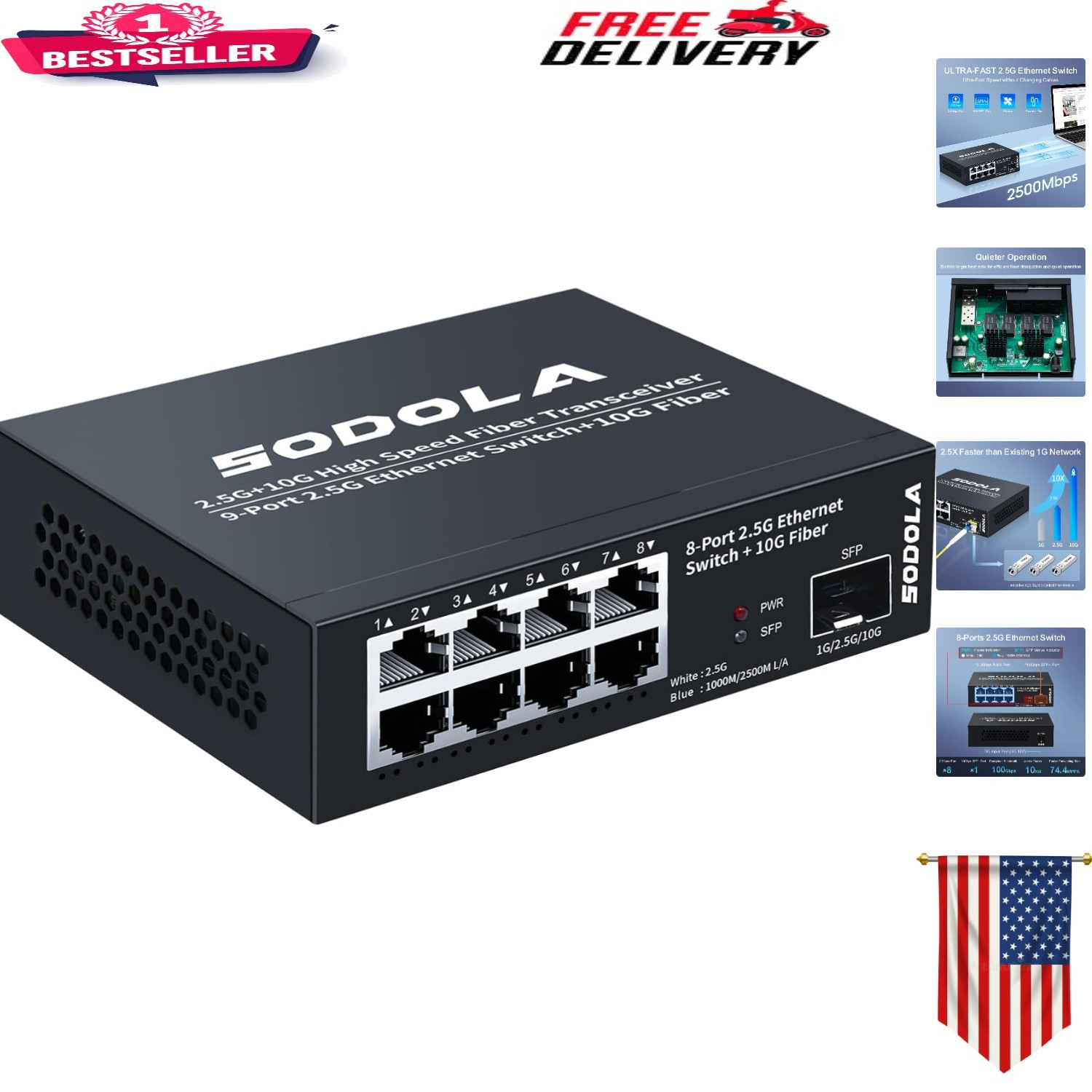 Compact 8-Port 2.5G Network Switch: Efficient Setup for Home and Office