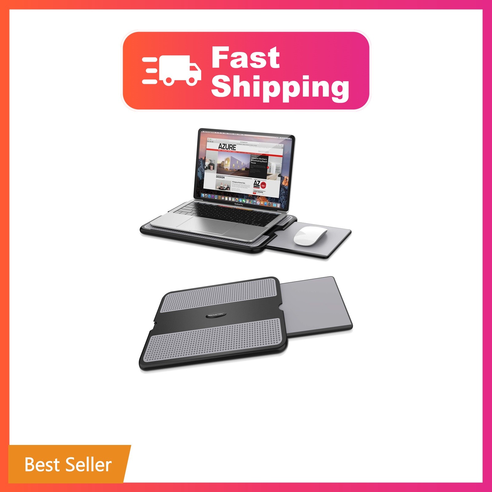 AboveTEK Portable Laptop Lap Desk w/Retractable Left/Right Mouse Pad Tray, No...