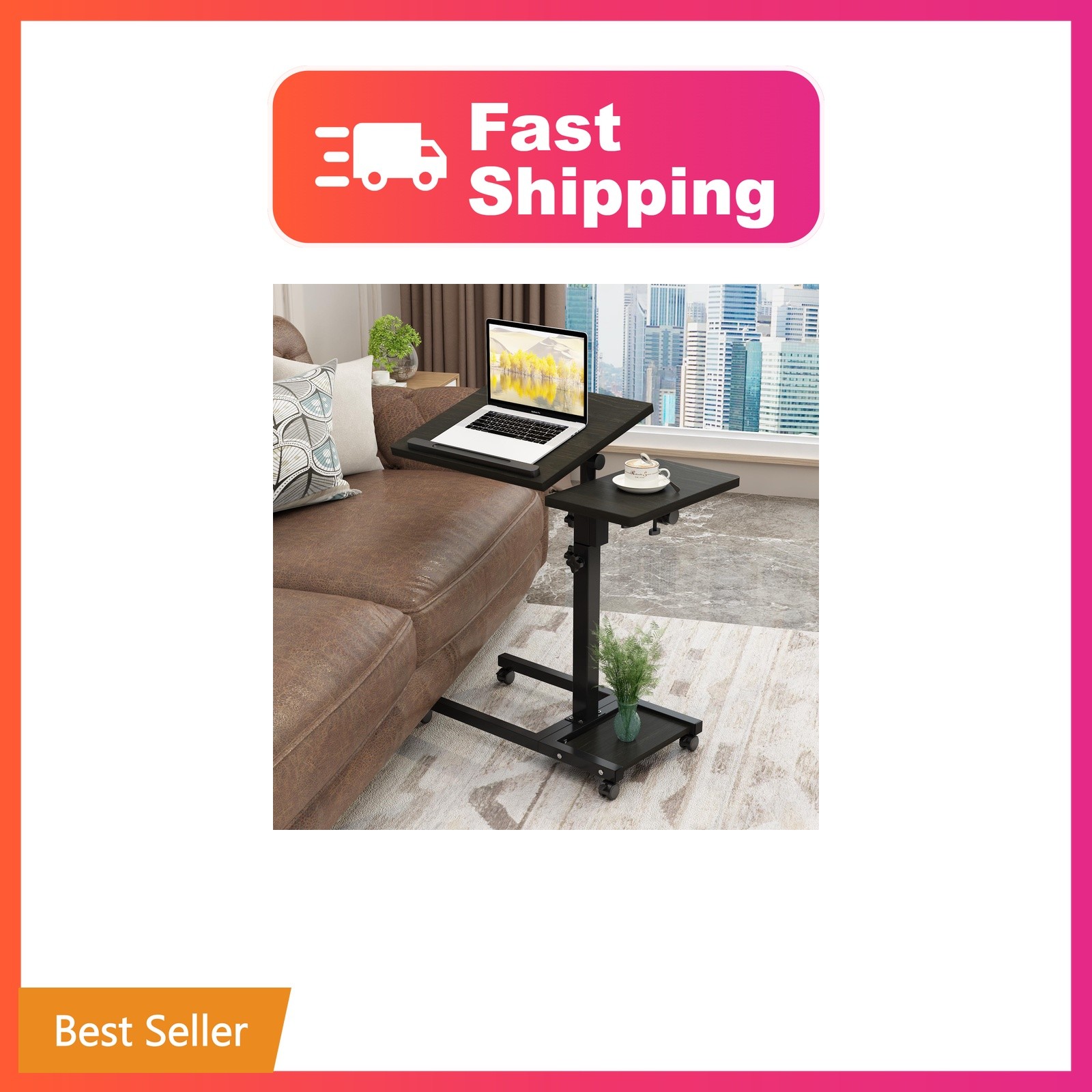 TigerDad Mobile Adjustable Height Laptop Stand PC Computer Portable Notebook ...