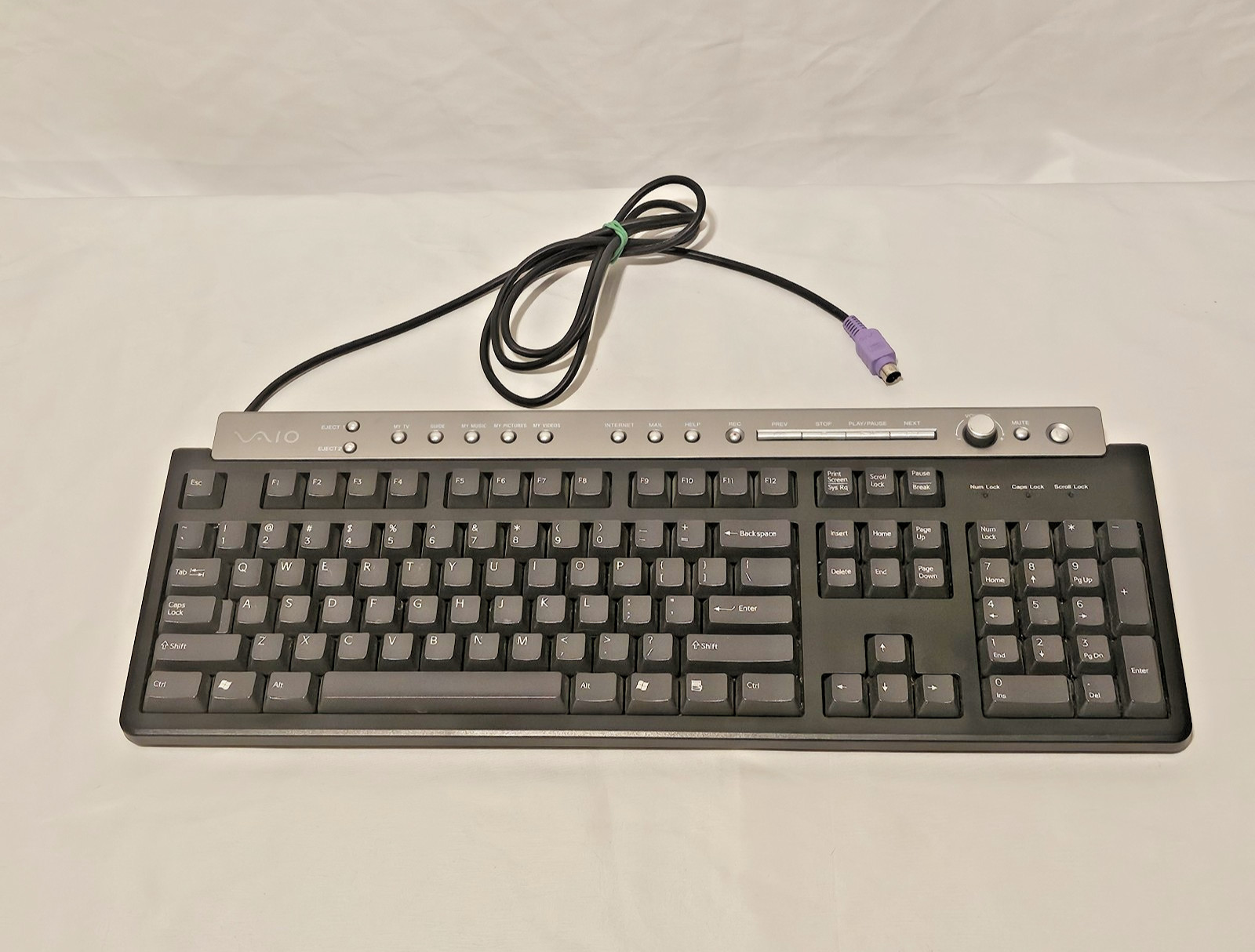 Sony VAIO Multimedia Keyboard PCVA-KB7P/U PS/2 Volume Knob Media Keys Black vtg
