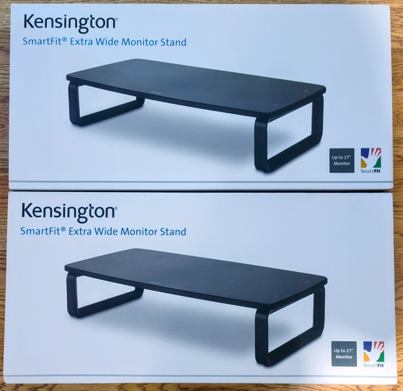 Kensington SmartFit Extra Wide Monitor Stand Adjustable Height Black 2 stands.