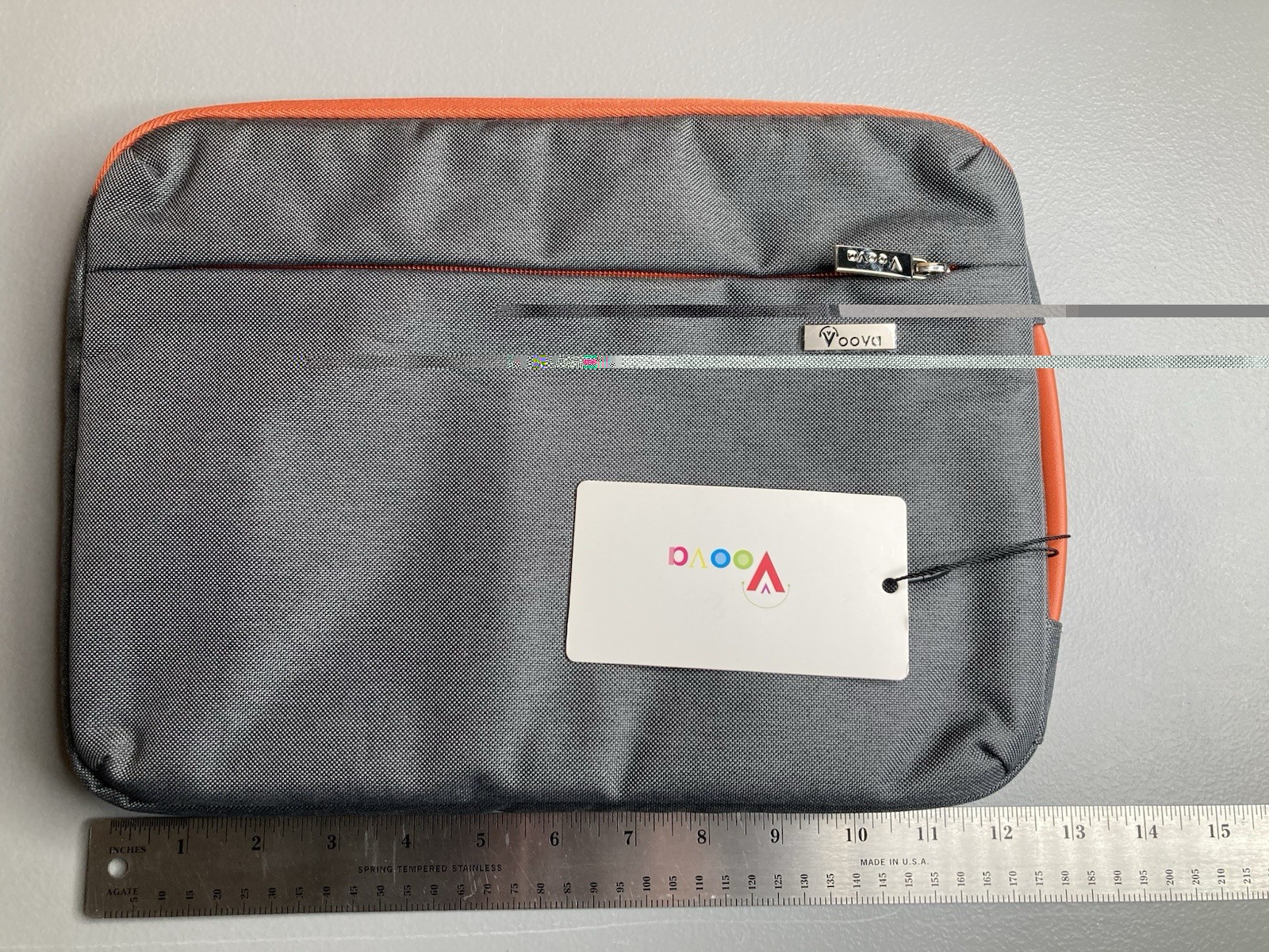 Voova Padded Laptop Tablet Sleeve Case 13in Gray/Orange, Zipper Closure NWT