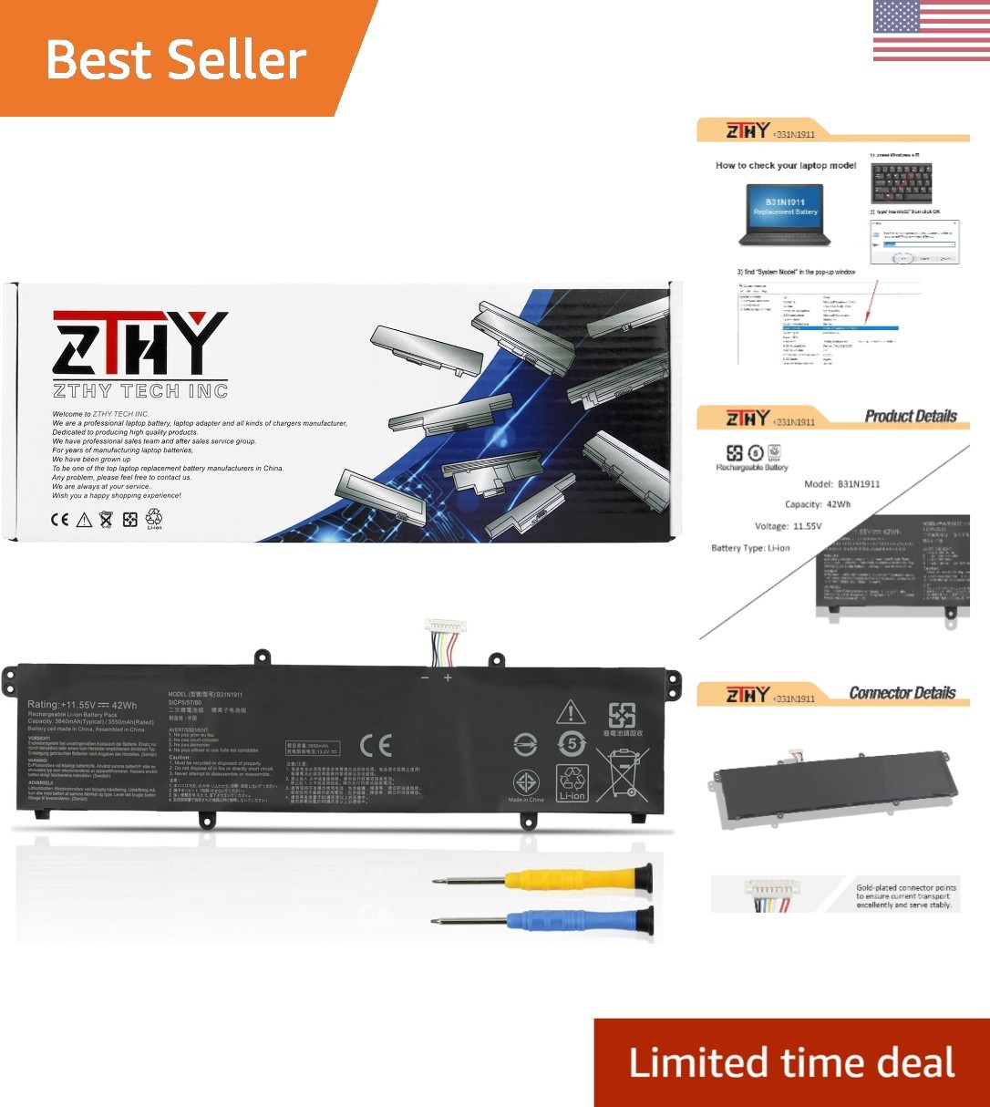 Efficient B31N1911 Replacement Battery for ASUS VivoBook - Easy Installation