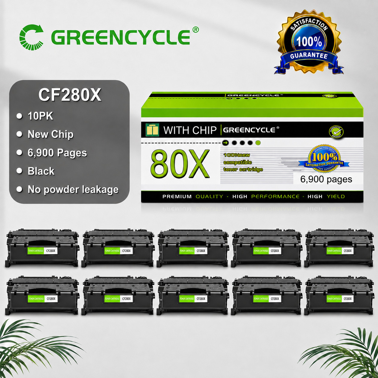 10PK CF280X 80X High Yield Toner For HP LaserJet Pro 400 M401d M401n MFP M425dw