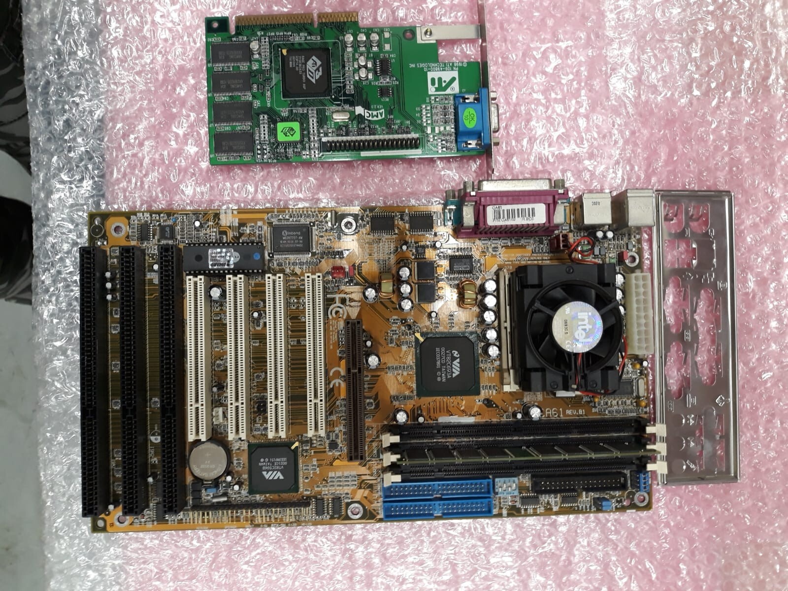 DFI CA61 REV.B1 Motherboard + CPU + FAN + I/O + VGA Adapter