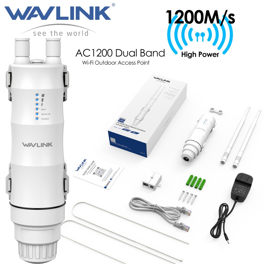 WAVLINK AC1200 Outdoor Long Range WiFi Extender with PoE for Farm Yard Factory