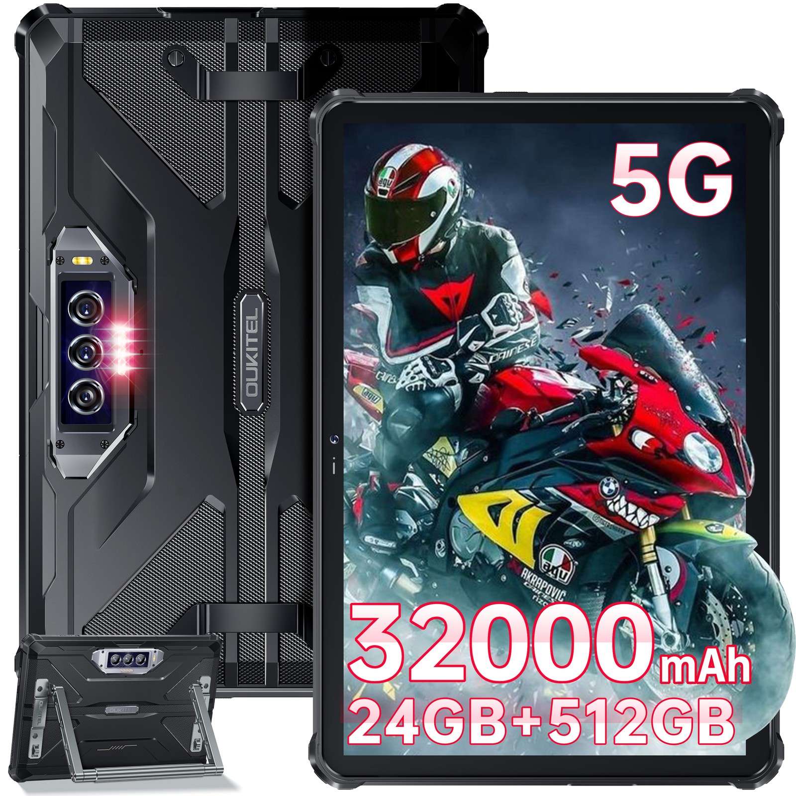 2026 OUKITEL RT7 5G Rugged Tablets 10.1 in FHD+ Tablets 512GB+36GB 32000mAh NFC