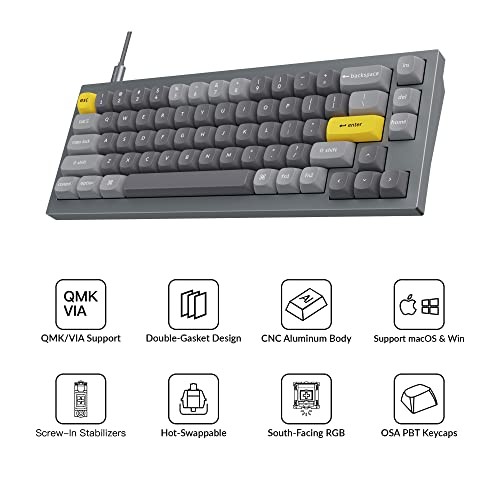 KEYCHRON Q2 WIRED CUSTOM MECHANICAL KEYBOARD, QMK/VIA PROGRAMMABLE MACRO, -