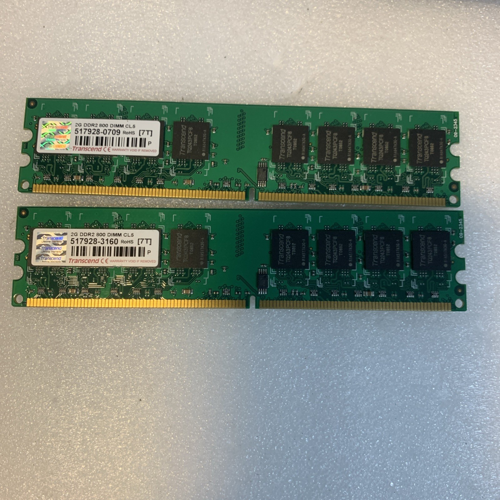 2x 2GB =4GB Transcend DDR2 800MHz PC2-6400 DIMM CL5 Desktop RAM