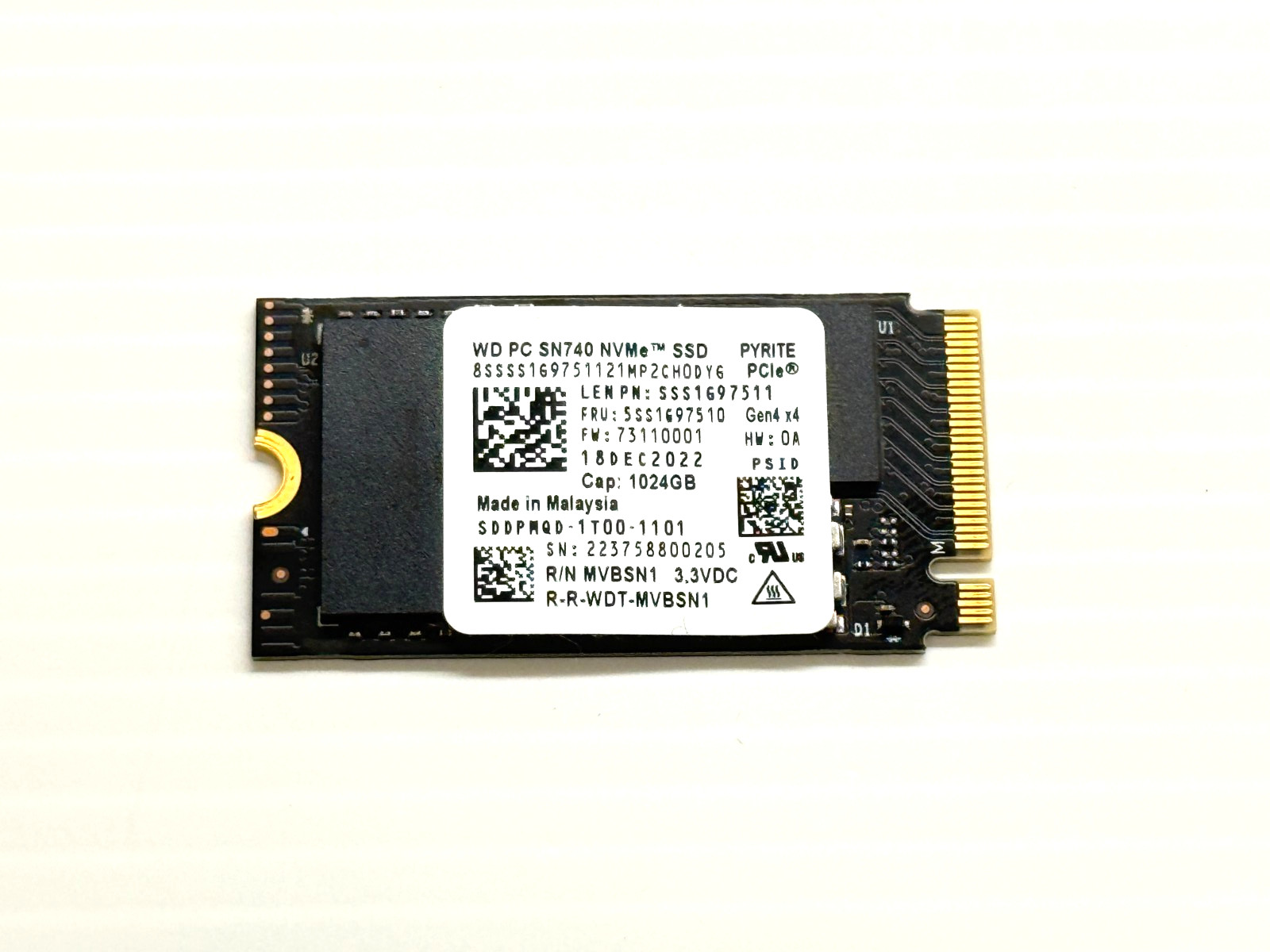 1TB - Western Digital WD SN740 Gen 4 NVMe PCIE SSD M.2 2242 5SS1K57702  - 14415