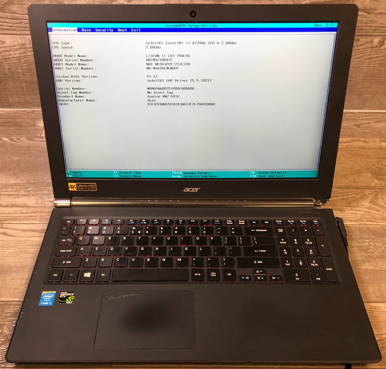 Acer Aspire MS2391 V15 Nitro | Intel i7 | GTX GPU | Parts or Repair | NO HDD/OS