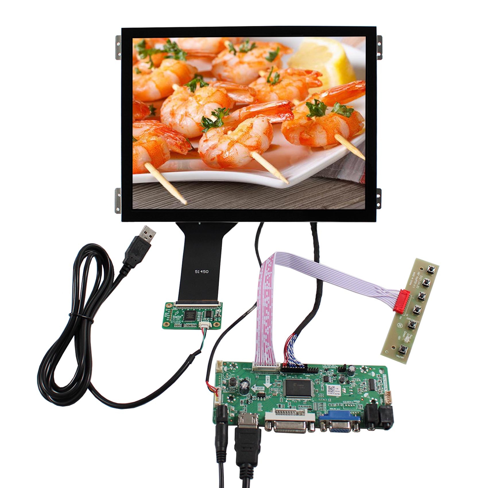 HDDVI VGA LCD Controller Board NT68676 10.4 inch 600nit Capacitive Touch LCD