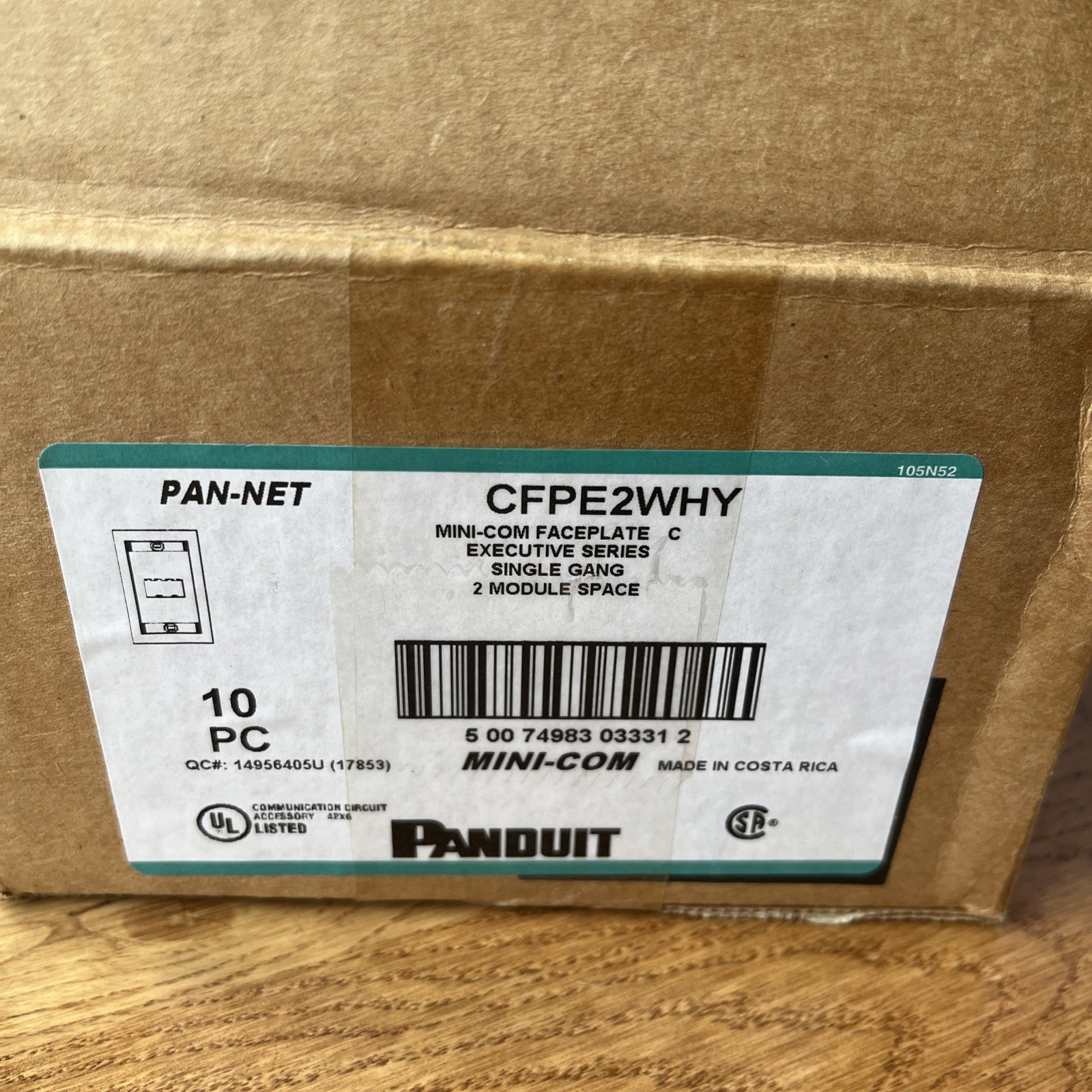 QTY 10 PANDUIT CFPE2IWY MINI-COM FACEPLATE SINGLE GANG 2 MODULE SPACE *NEW*