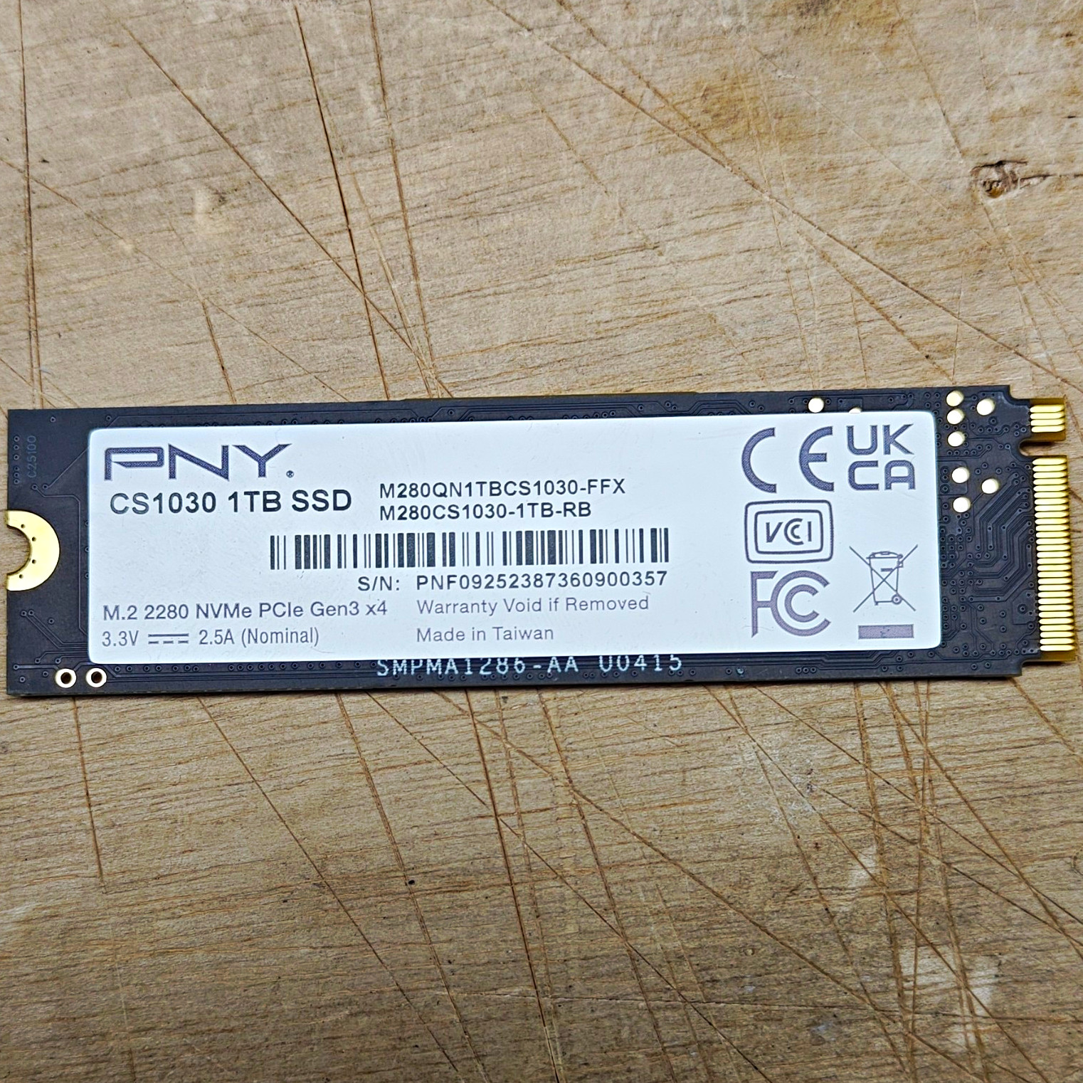 PNY CS1030 NVMe 1TB M.2 2280 PCIe Gen3 x4 Internal SSD M280CS1030-1TB-RB