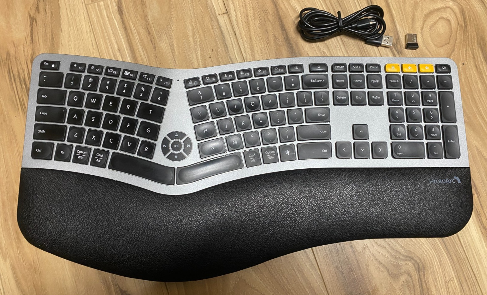 ProtoArc EK01 Plus Ergonomic Split Bluetooth Keyboard USB Wireless Backlit-Silve