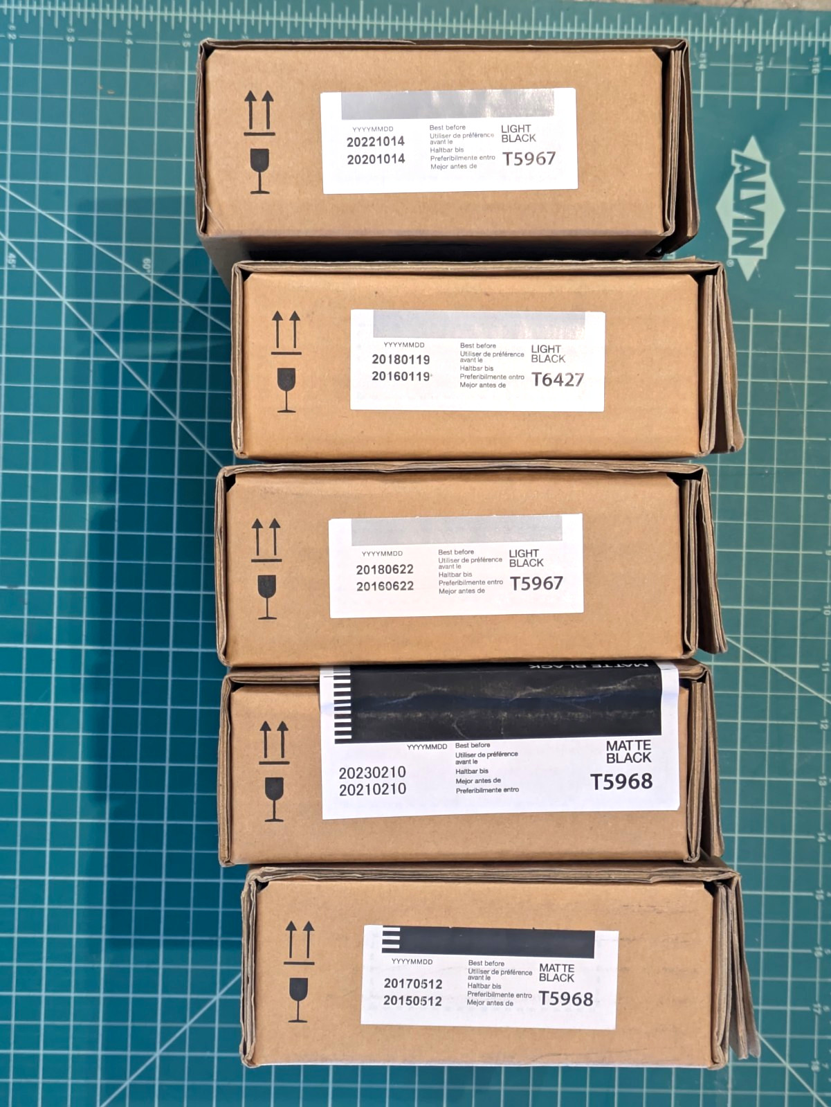 EXPIRED Epson Genuine T5967/T5968 Ink Cartridges Light Black & Matte Black 350ml