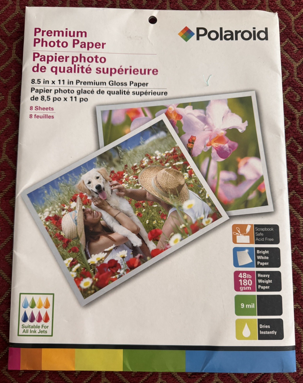 NWT POLAROID PREMIUM GLOSSY PHOTO PAPER 8 Sheets Ink Jet 8.5x11" Sealed
