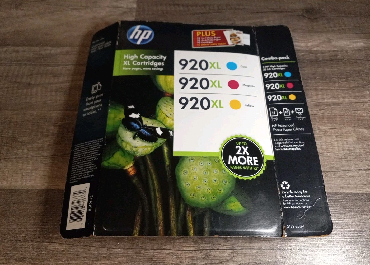 HP 920XL Color Officejet Ink Combo Pack - 519672 With Photo Paper Combo 07/16
