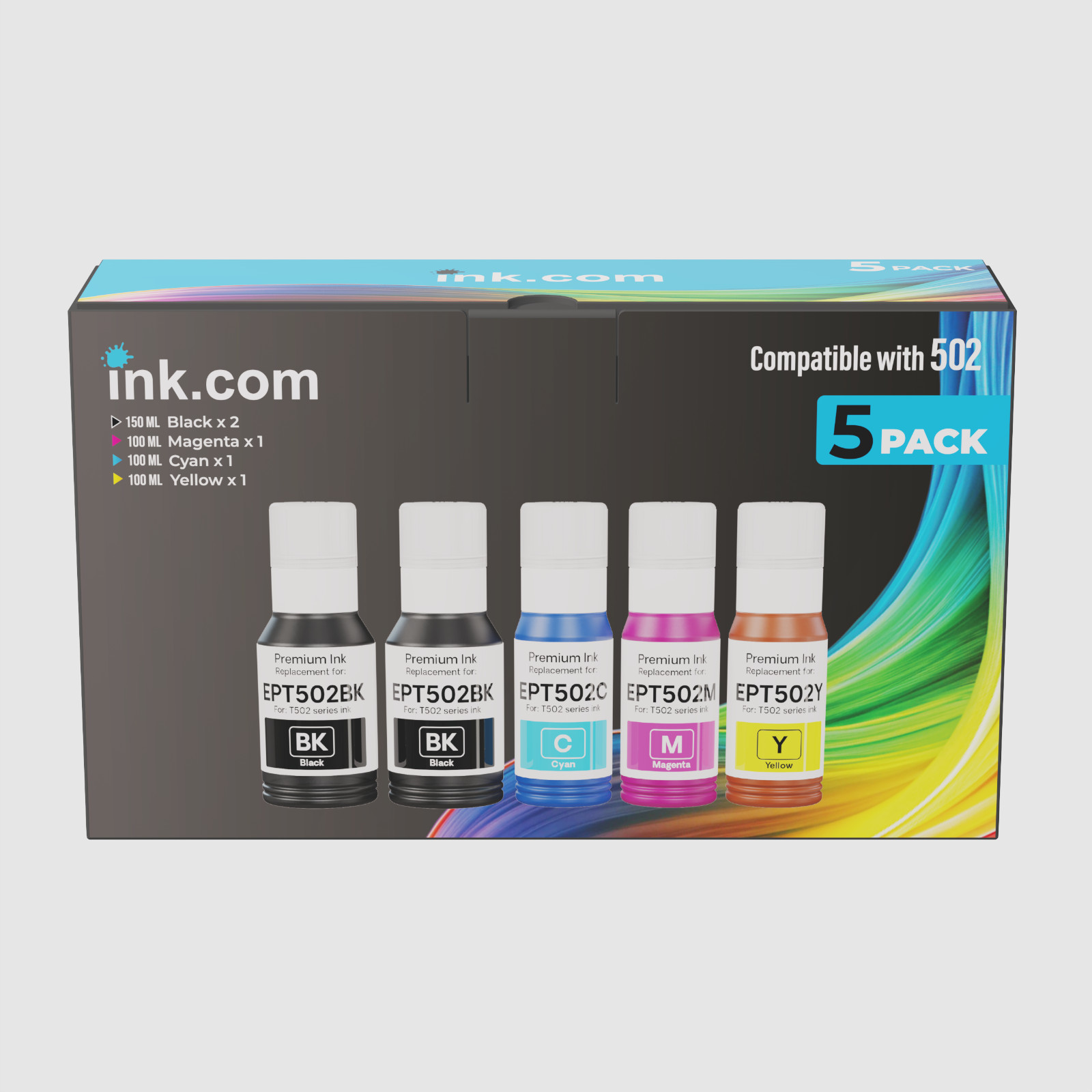 INK.COM Compatible 502 High Capacity Ink Refill 5 Pack Compatible with Epson