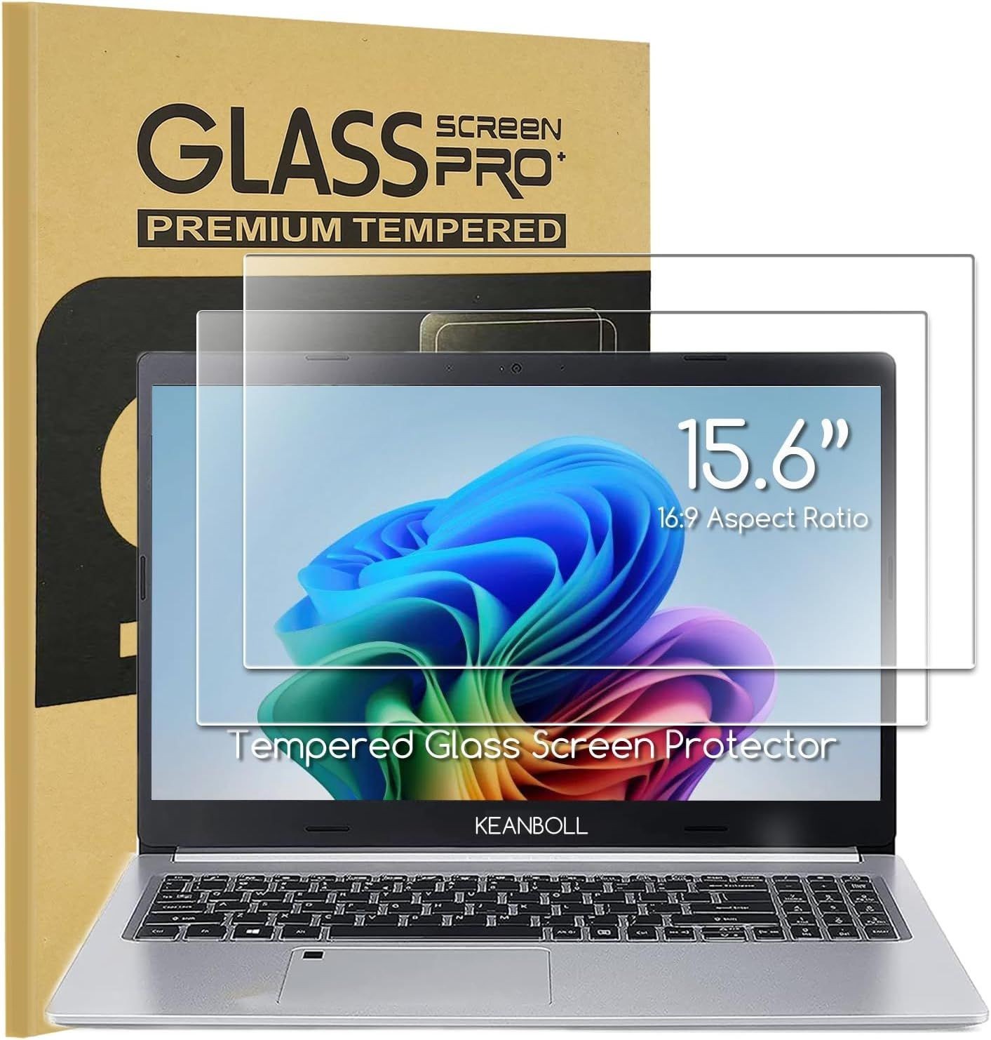 2-Pack Tempered Glass Screen Protectors for 15.6" HP, Dell Inspiron, Acer Laptop