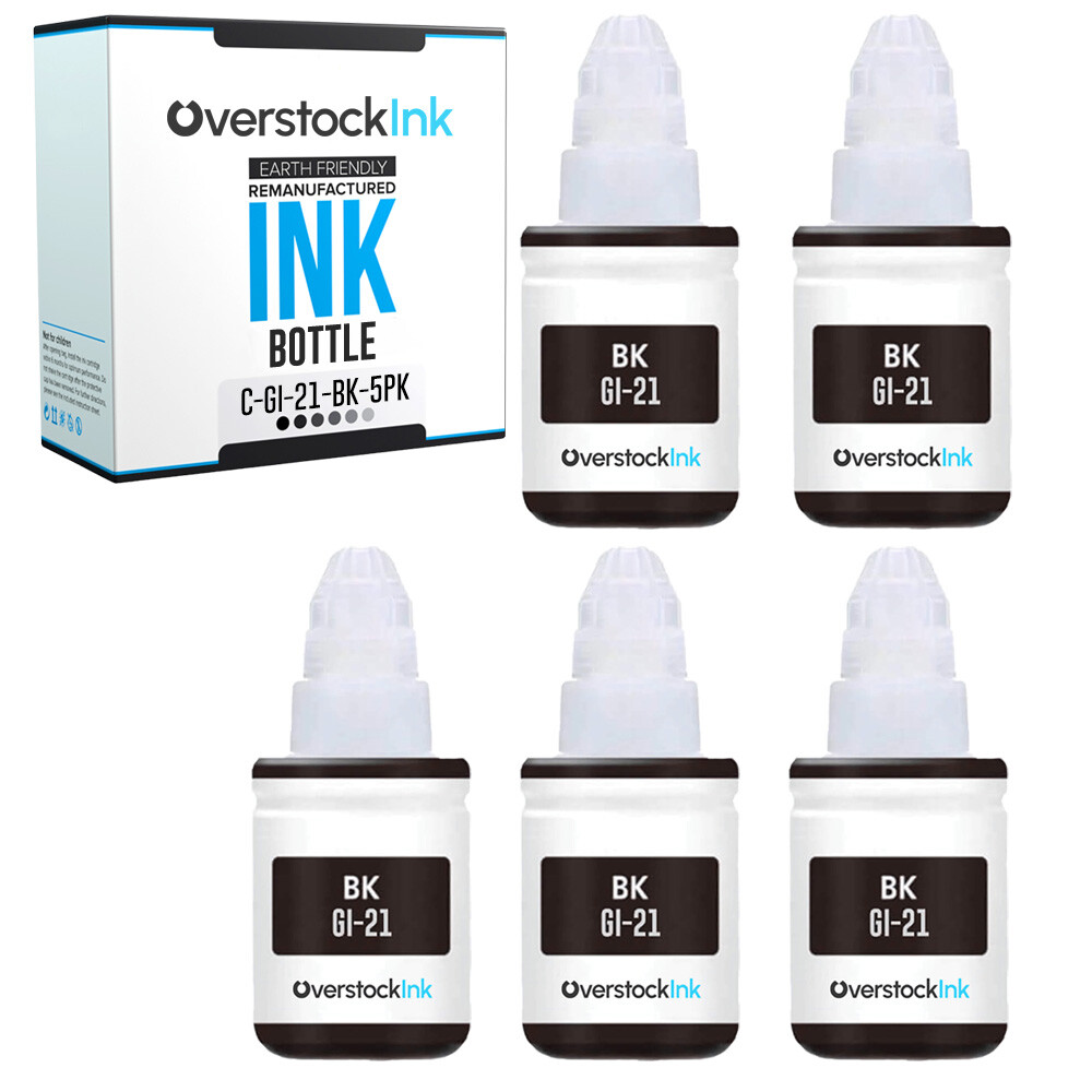 5Pack Compatible OSI Canon GI21BK Black Ink Bottles for Canon PIXMA G1220 G2260