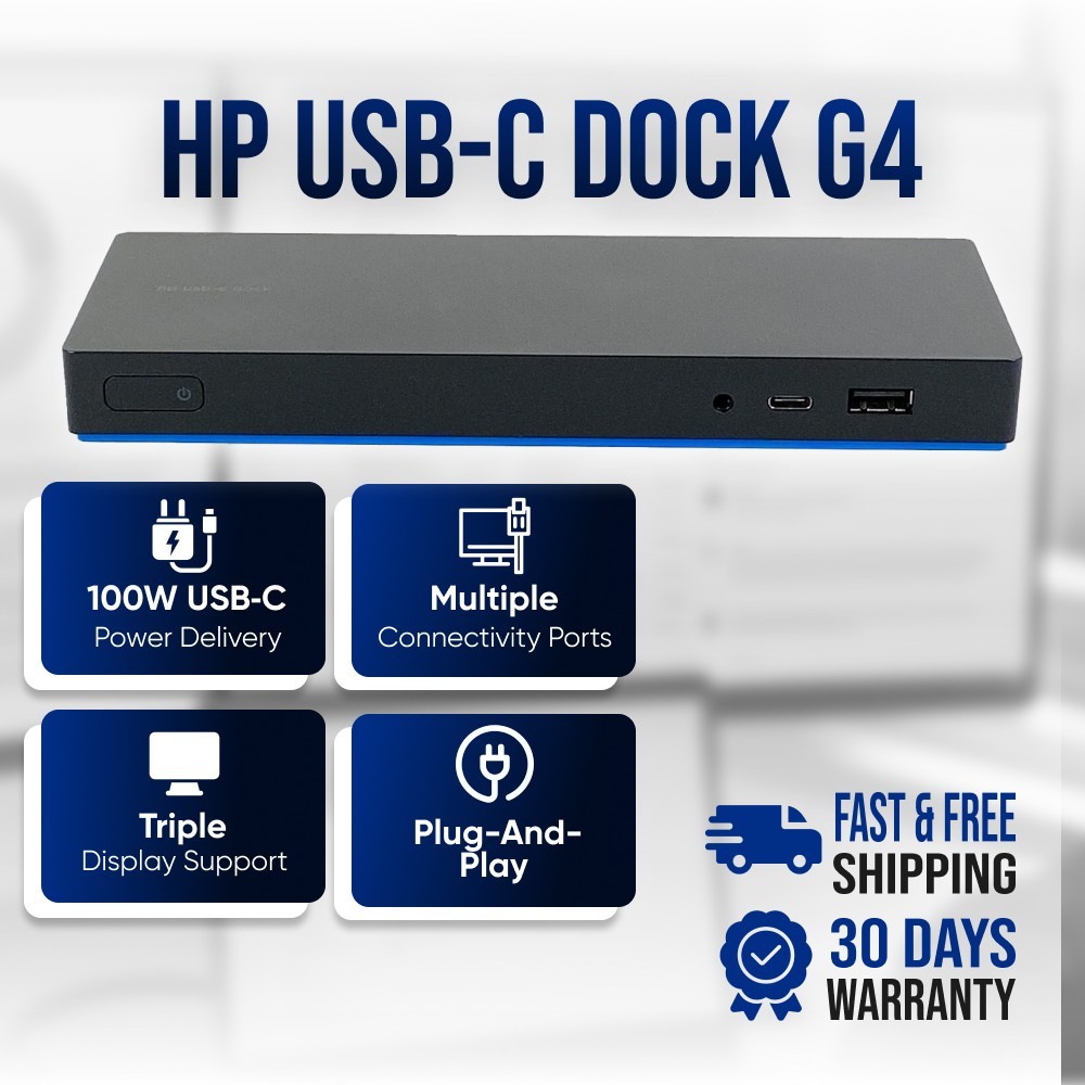 HP USB-C DisplayPort 4K Triple Monitor G4 HSTNH-U601 Dock Station NO ADAPTER