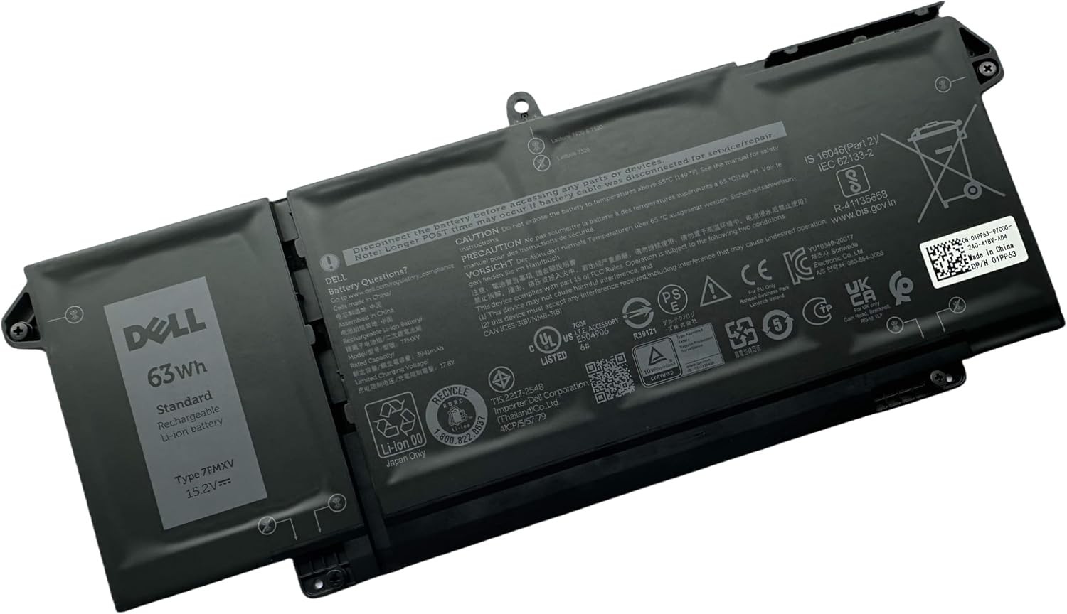 DELL 7FMXV 15.2V 63Wh 4 Cell Rechargeable Battery For DELL Latitude 5320 2 in 1