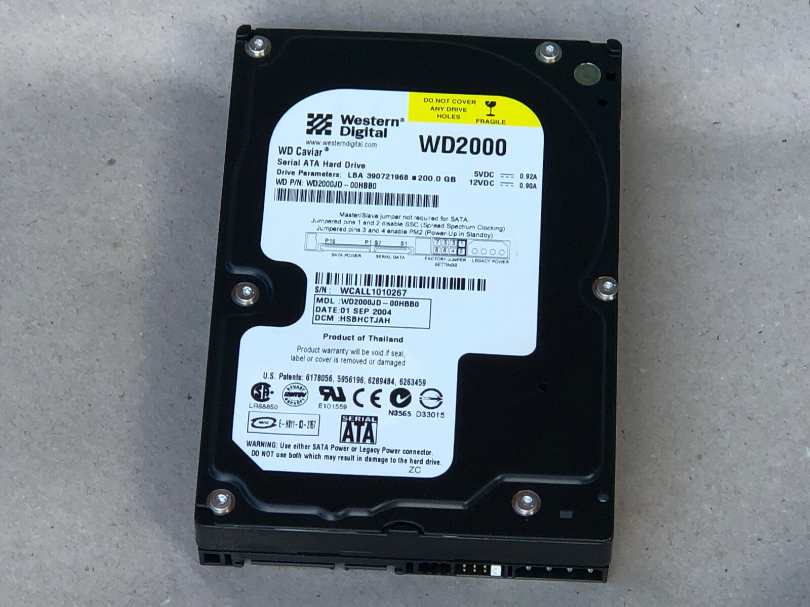 Western Digital WD Caviar WD2000JD-00HBB0 200GB SATA WIPED
