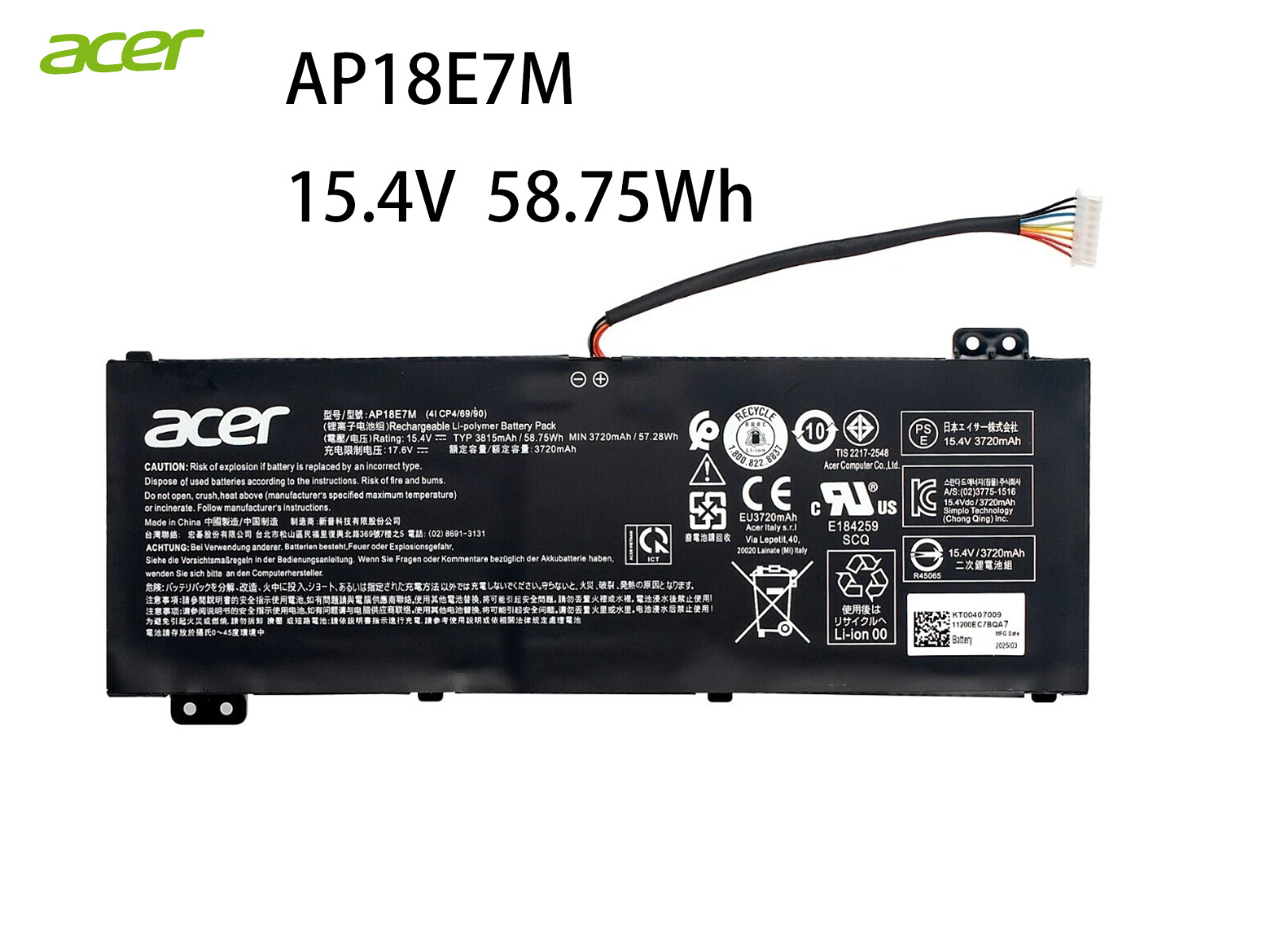 OEM AP18E7M Battery For Acer Nitro 5 AN515-54 A517-51 AP18E8M Aspire 7 A715-74G