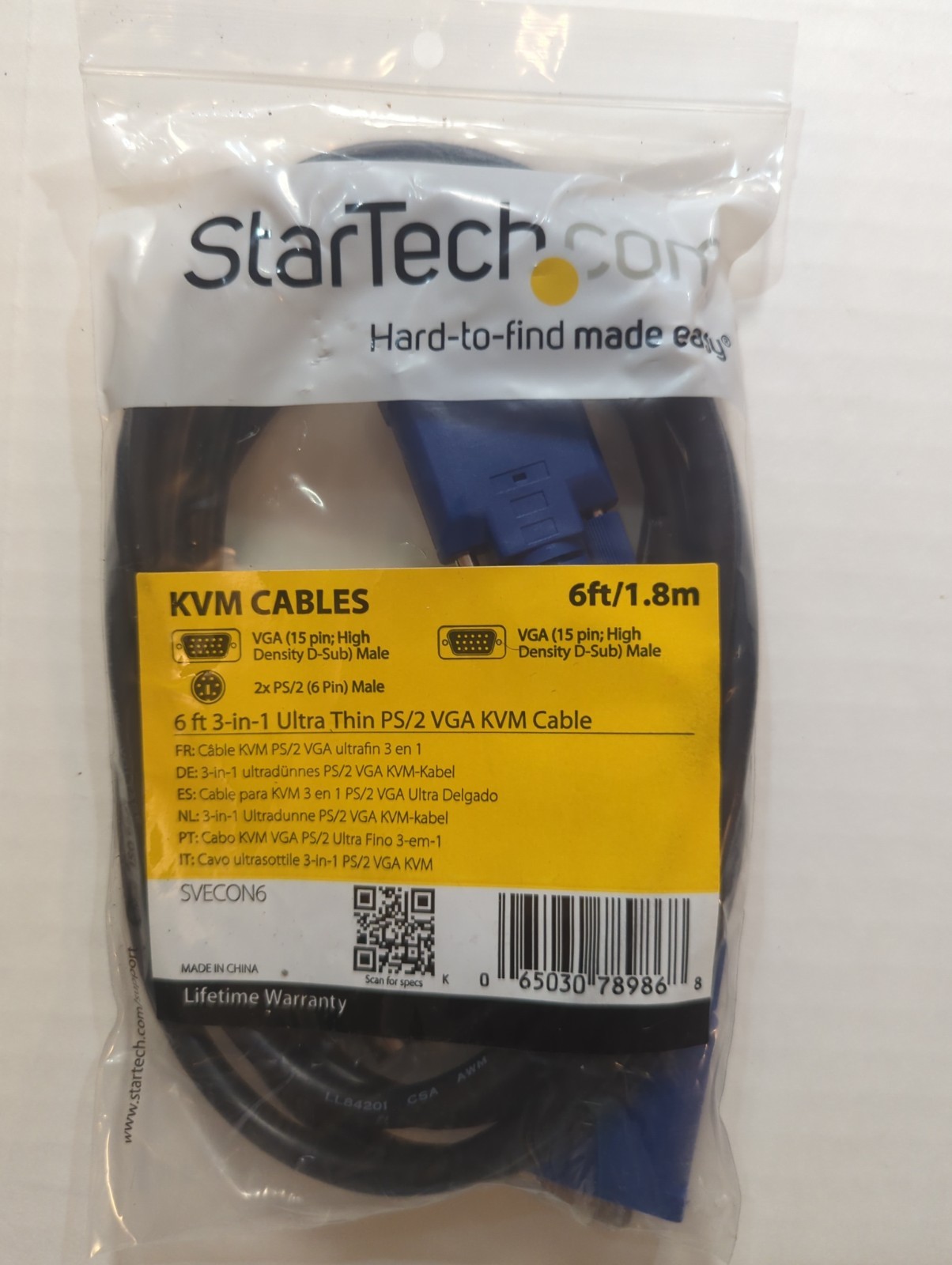 StarTech SVECON6 Cable - 6 Feet 3-In-1 Ultra Thin PS/2 VGA KVM Cable