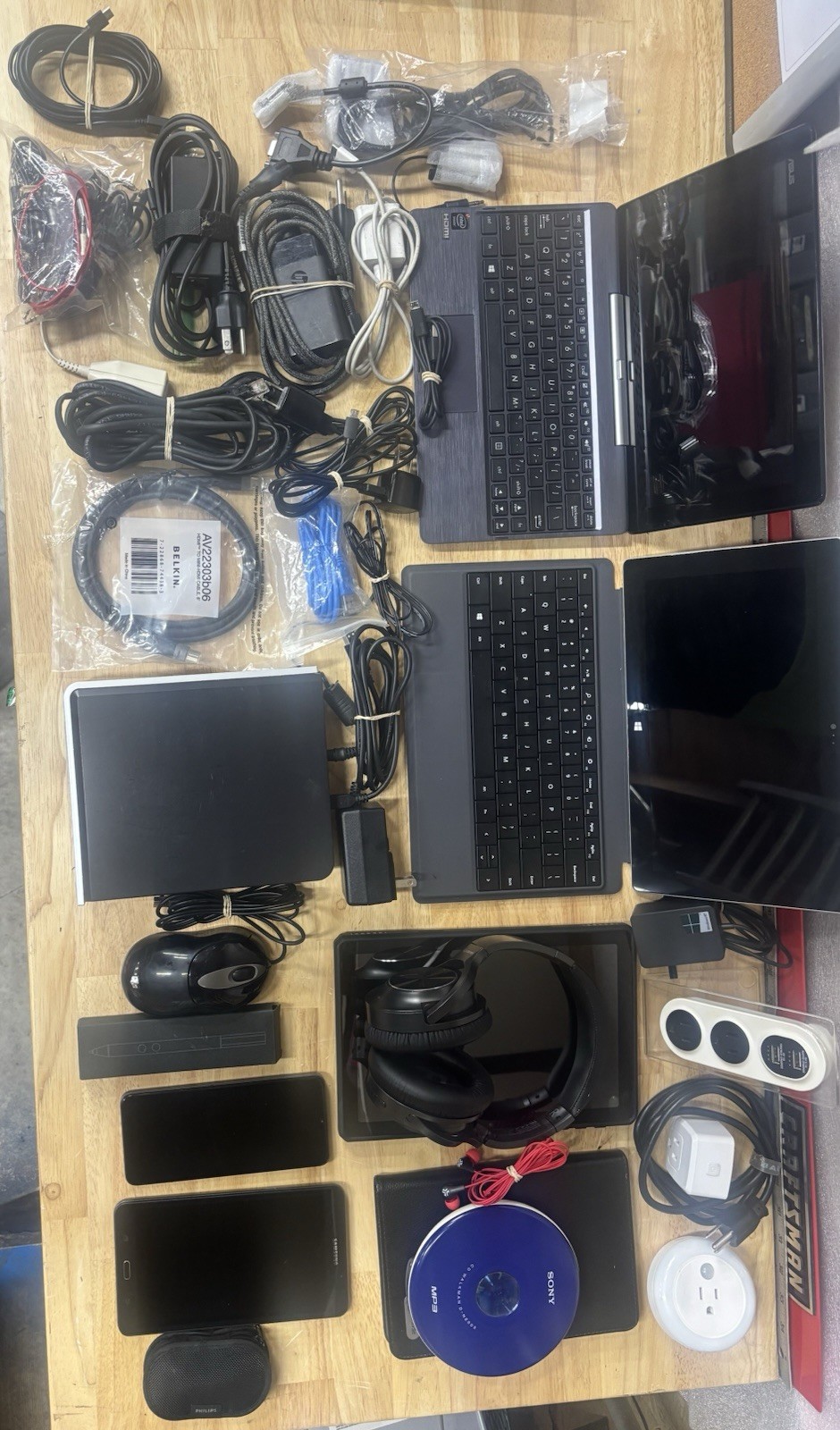 Huge Electronics Lot Surface Samsung Galaxy Tab ASUS BLU Phone CD DVD Writer
