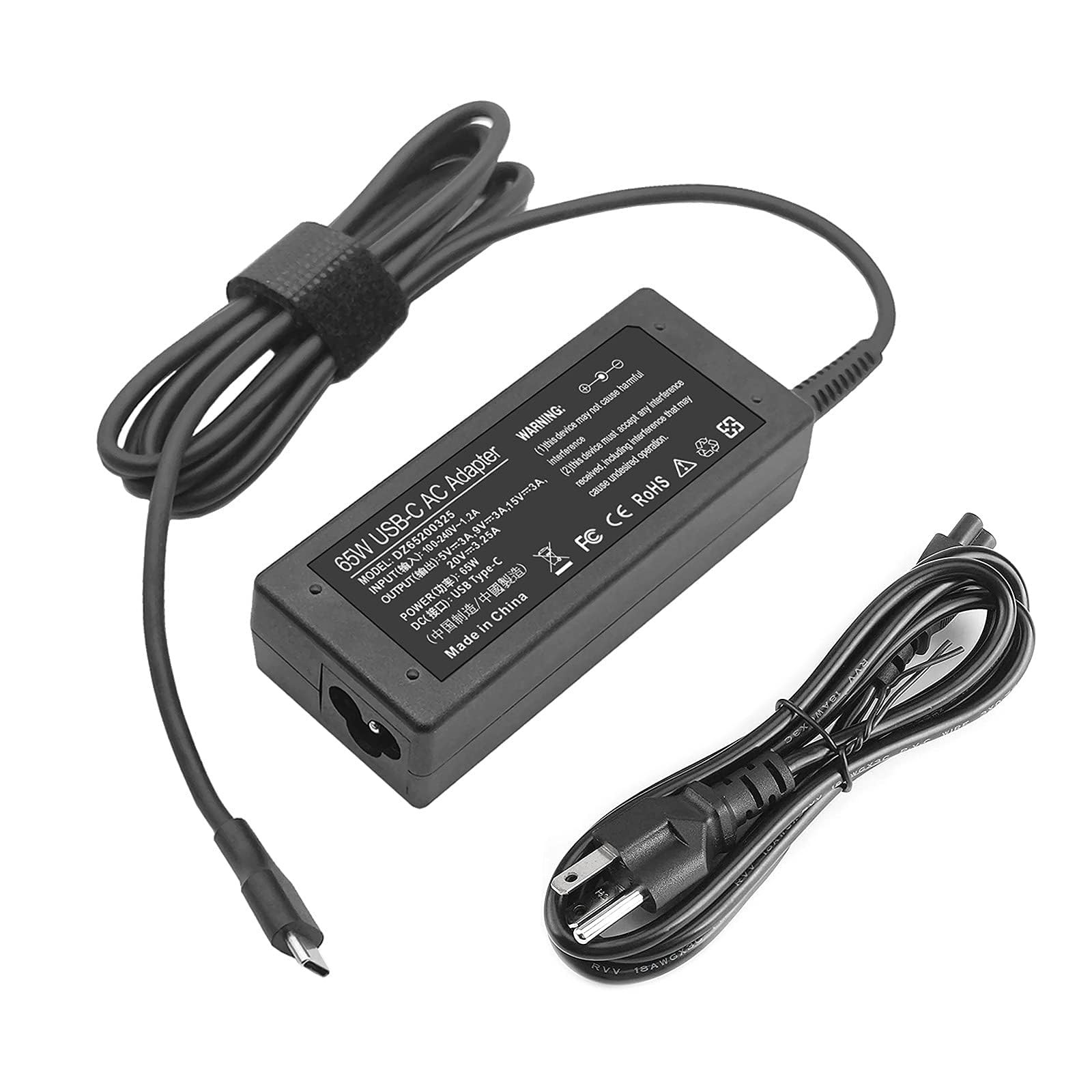 65W 45W USB C Laptop Power Replacement Adapter Charger for Lenovo BLACK