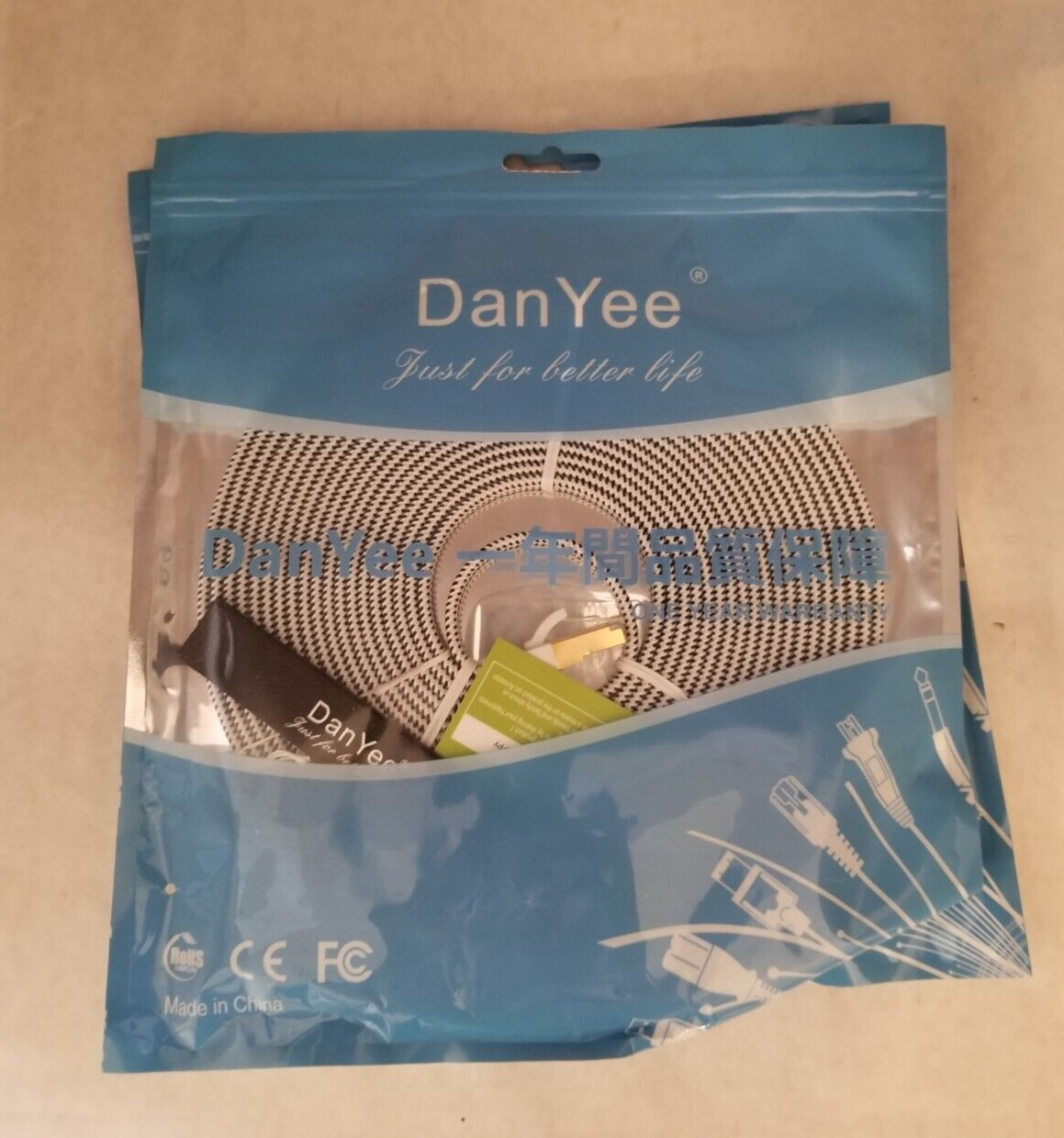 Bundle of 2 Packs: DanYee NEW CAT7 Ethernet Cable White (with Black Accent) 8m