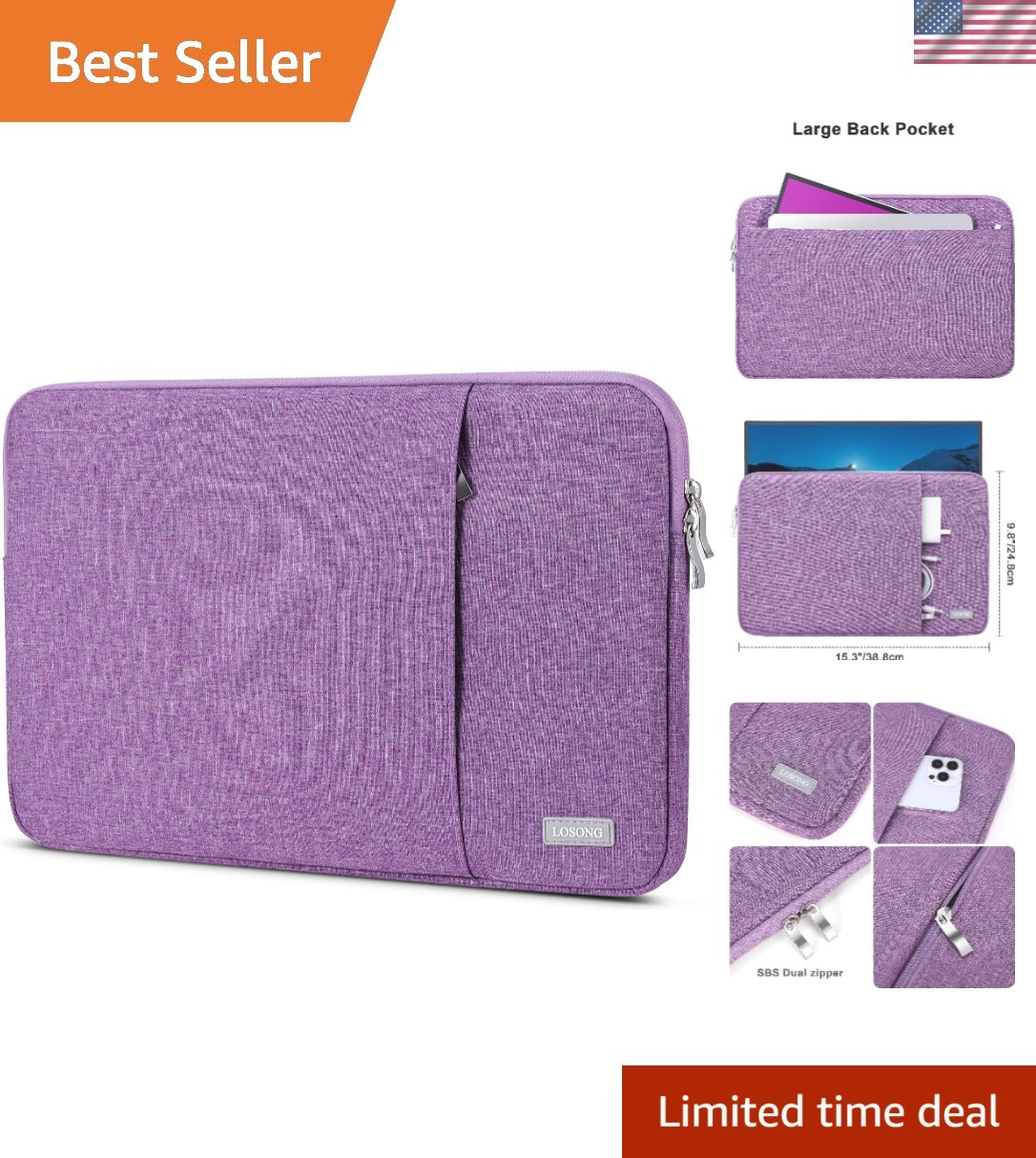 Compact 15.6 Inch Nylon Display Sleeve - Lightweight, Water-Resistant & Stylish