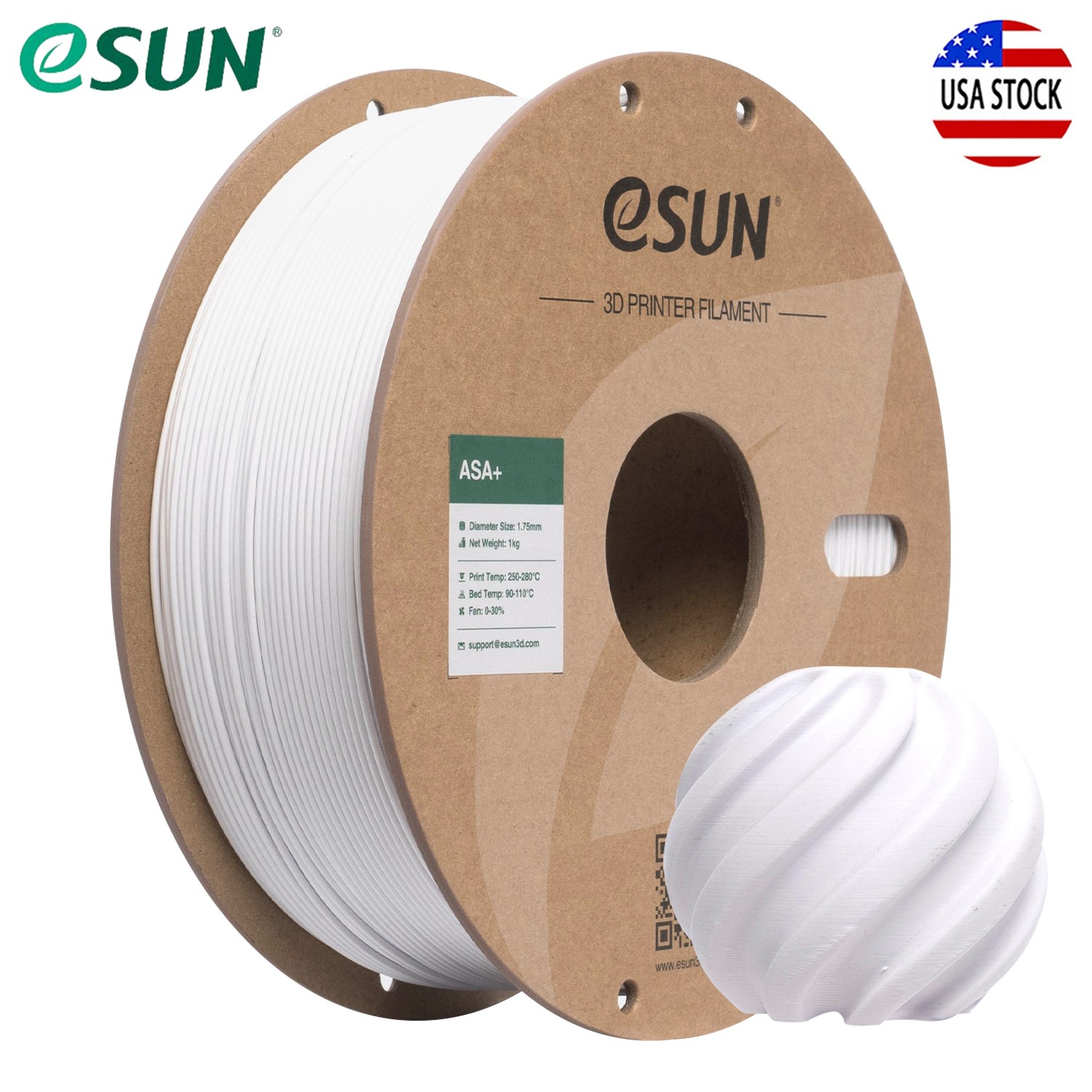eSUN ASA+ 1.75mm 3D Printers Filament 1kg/ paper roll for 3D Printers Cold White