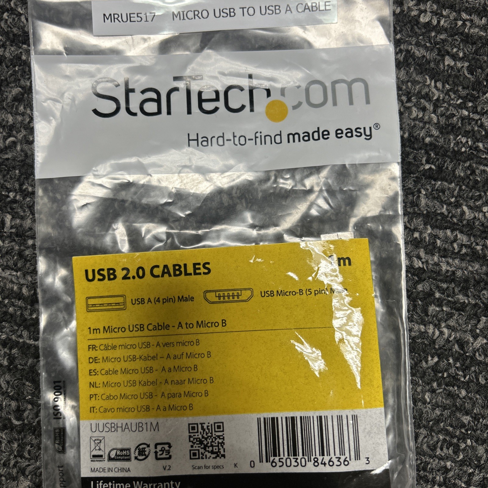 Startech USB 2.0 Cables 1m 3.3 Ft A To Micro B