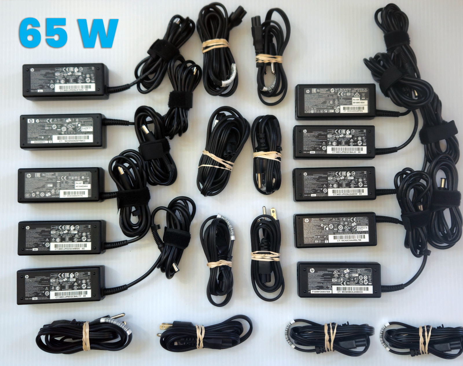 Lot of 10 HP 65W AC Adapter 19.5V 3.33A 7.4mm w/ AC Cord ProDesk EliteDesk