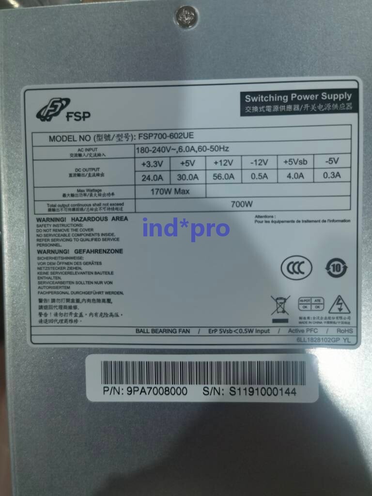 1 Pc. New FSP700-602UE Switching Power Supply 700W