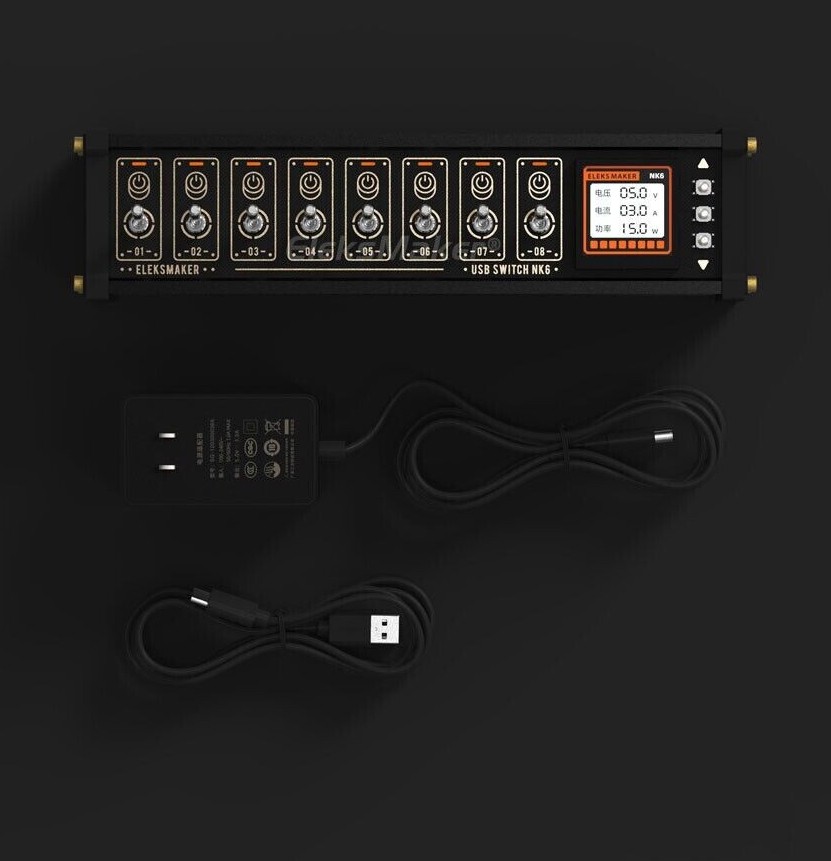 EleksMaker NK6P 35W USB Switch 8 Port USB Hub (NK6 +Power Adapter) Voice Control