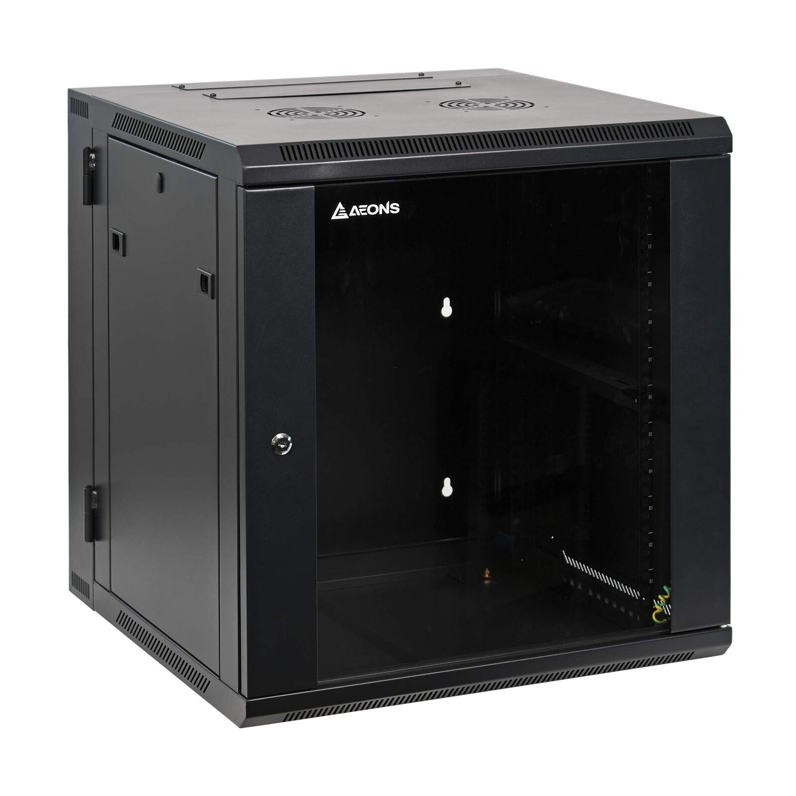 Depot 12U Professional Wall Mount Server Cabinet Enclosure Double Section Hin...