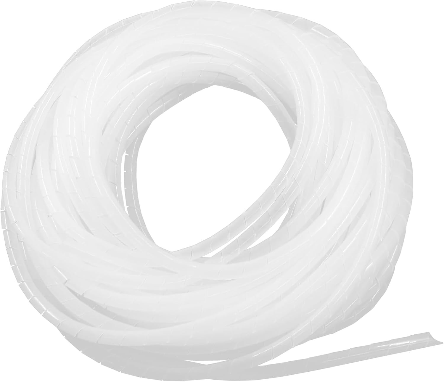 1/4" Spiral Cable Wrap Power Cord Detangler, 43 Ft White Spiral Wire Wrap for De