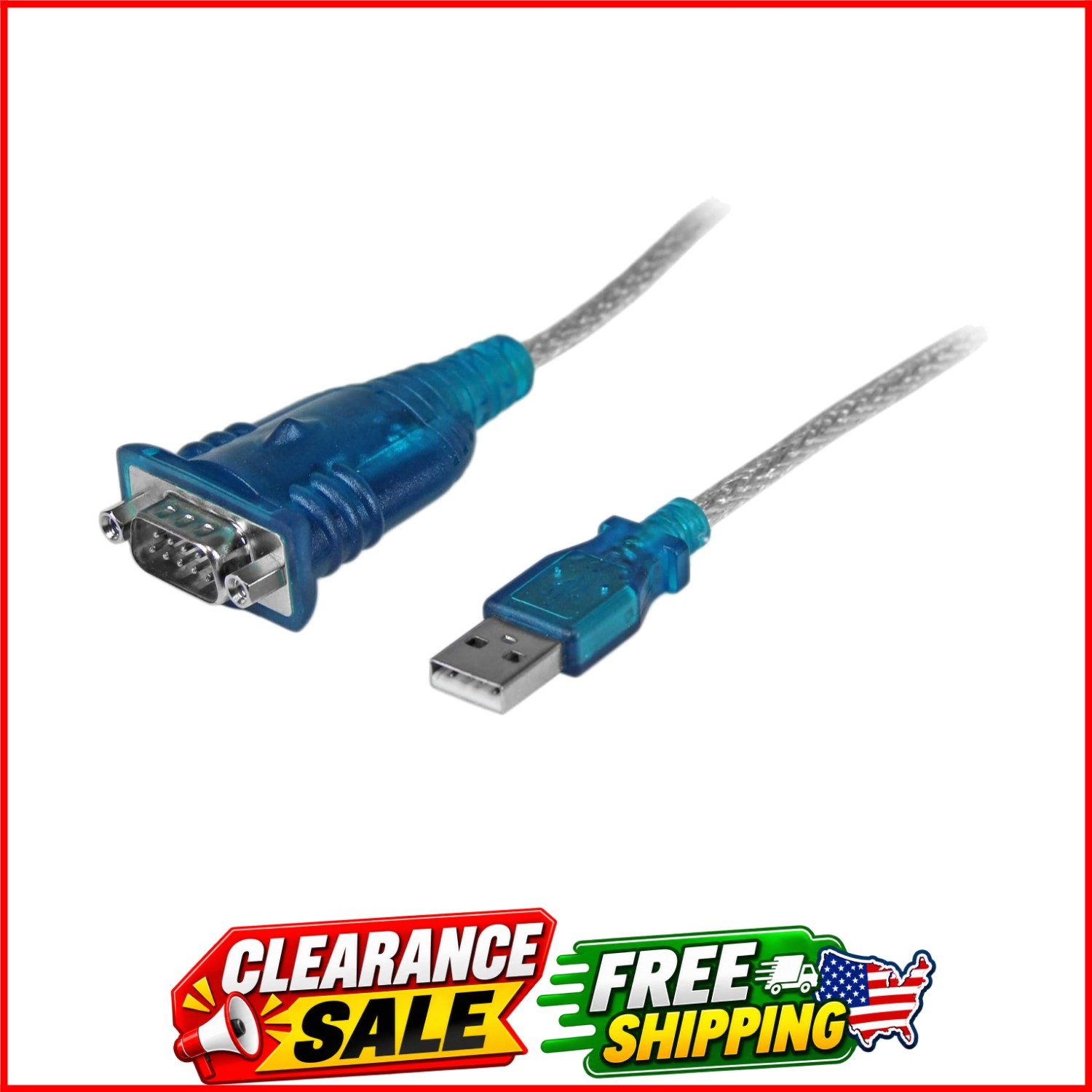 StarTech 17in 1-Port USB to Serial Adapter Cable, M/M, 43cm ICUSB232V2