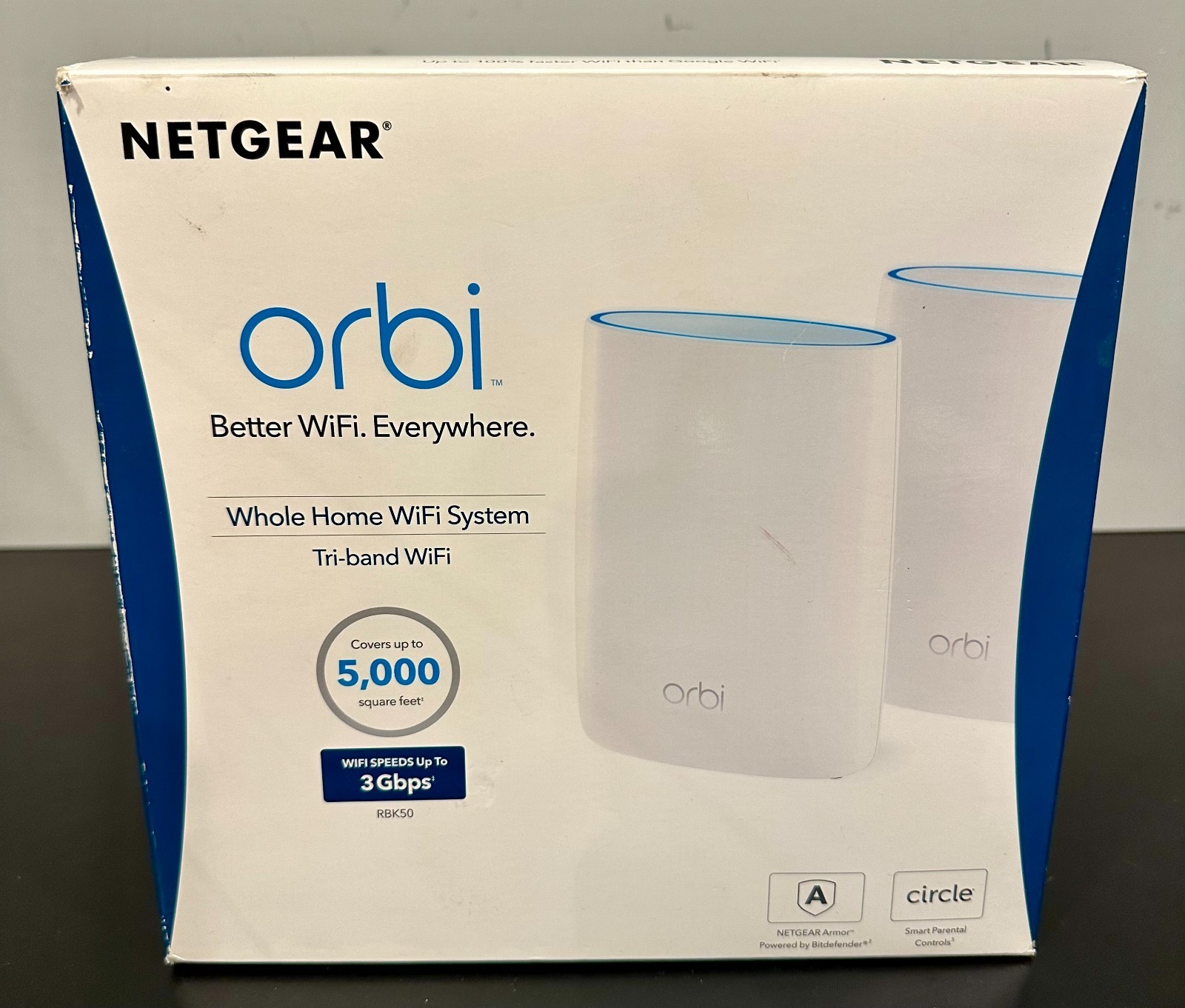 Netgear Orbi AC3000 Trri-Band Wireless Router - White, Pack of 2 (RBK50-100NAS)