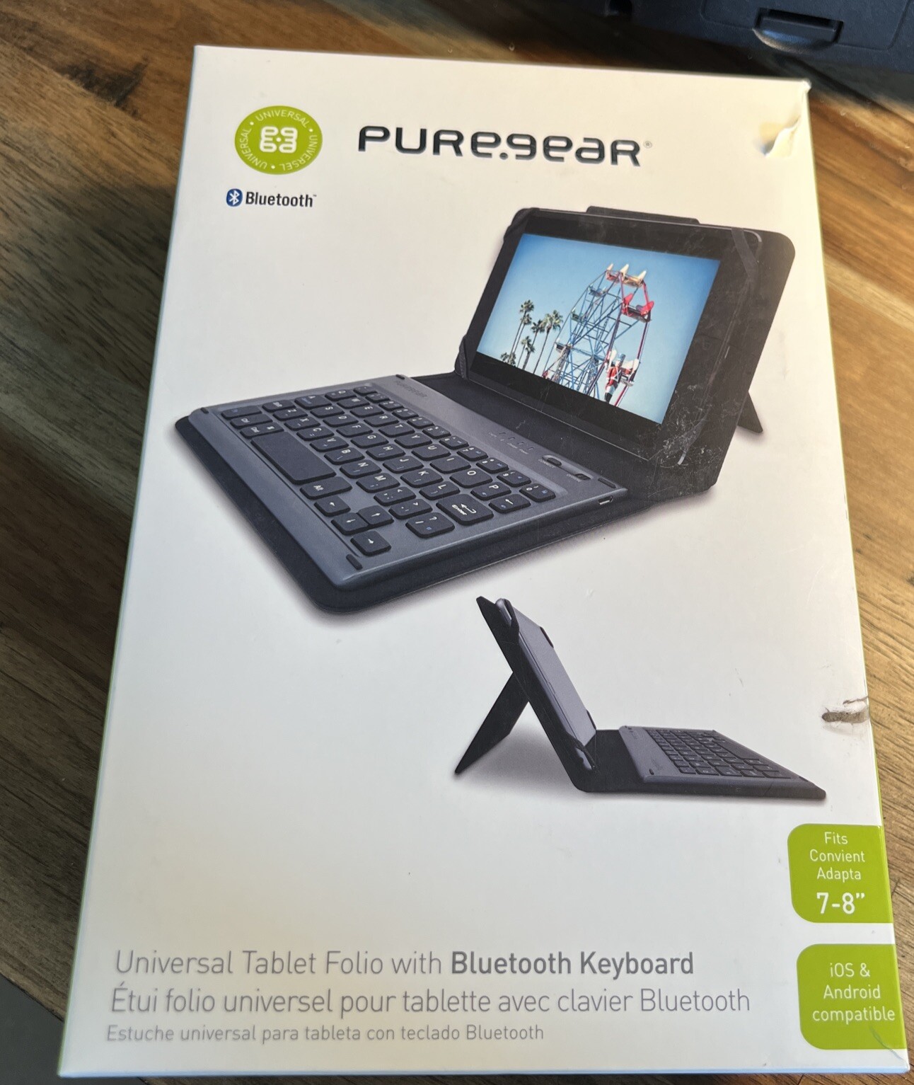 PureGear Universal Tablet Folio w Bluetooth Keyboard Fits 7-8 Tablets