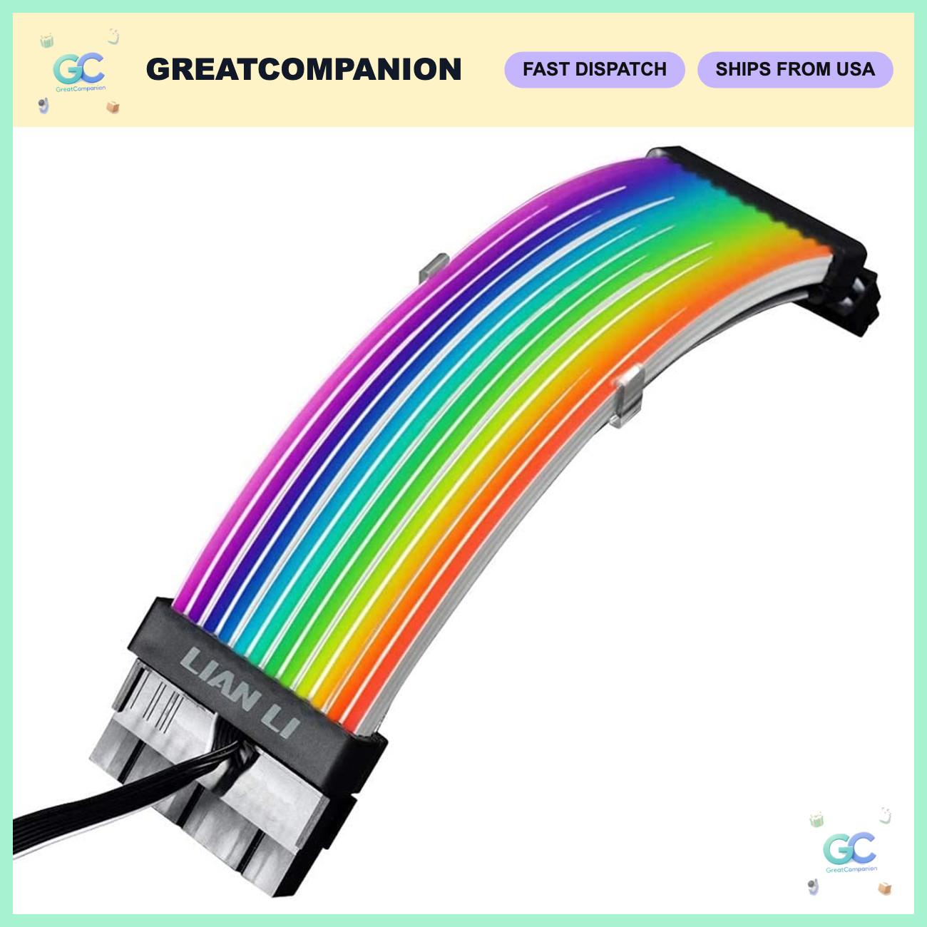 Addressable RGB 24-Pin Cable Extension for PC Power Supply - Customizable Lighti