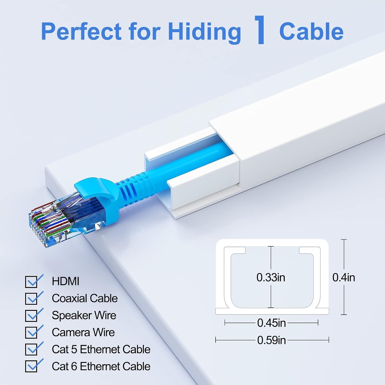 113in White Cord Hider for Smooth Cable Management - Ideal for Home & Office
