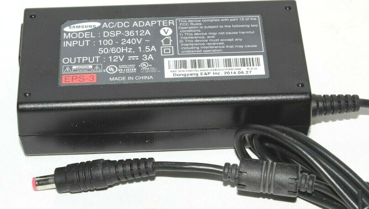 Samsung DSP-3612A Power Supply AC/DC  Adapter Charger 12V 3A 36W 100-240V Used